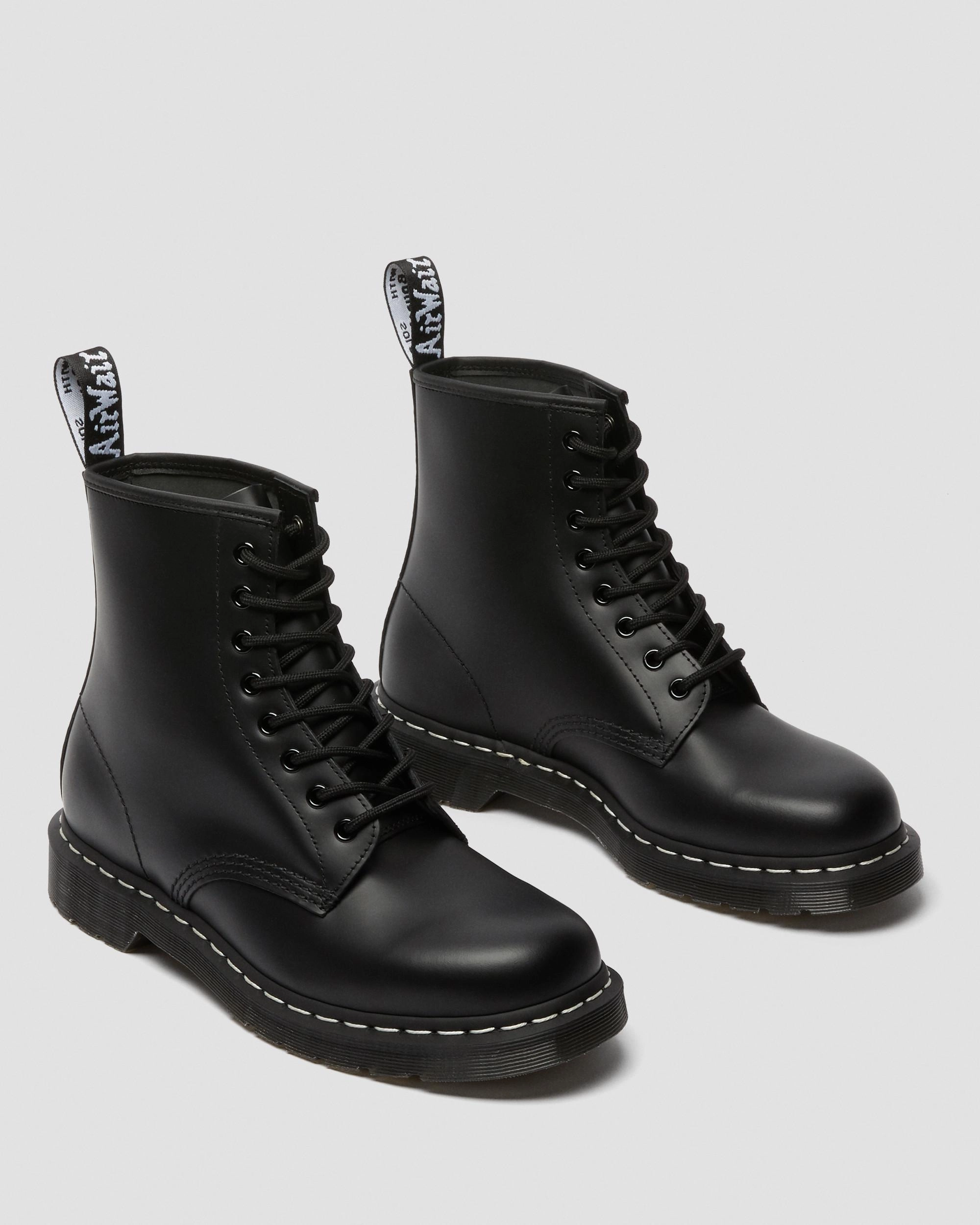 Live Refined 1460 White Stitch Polished Smooth Leather Ankle Boots