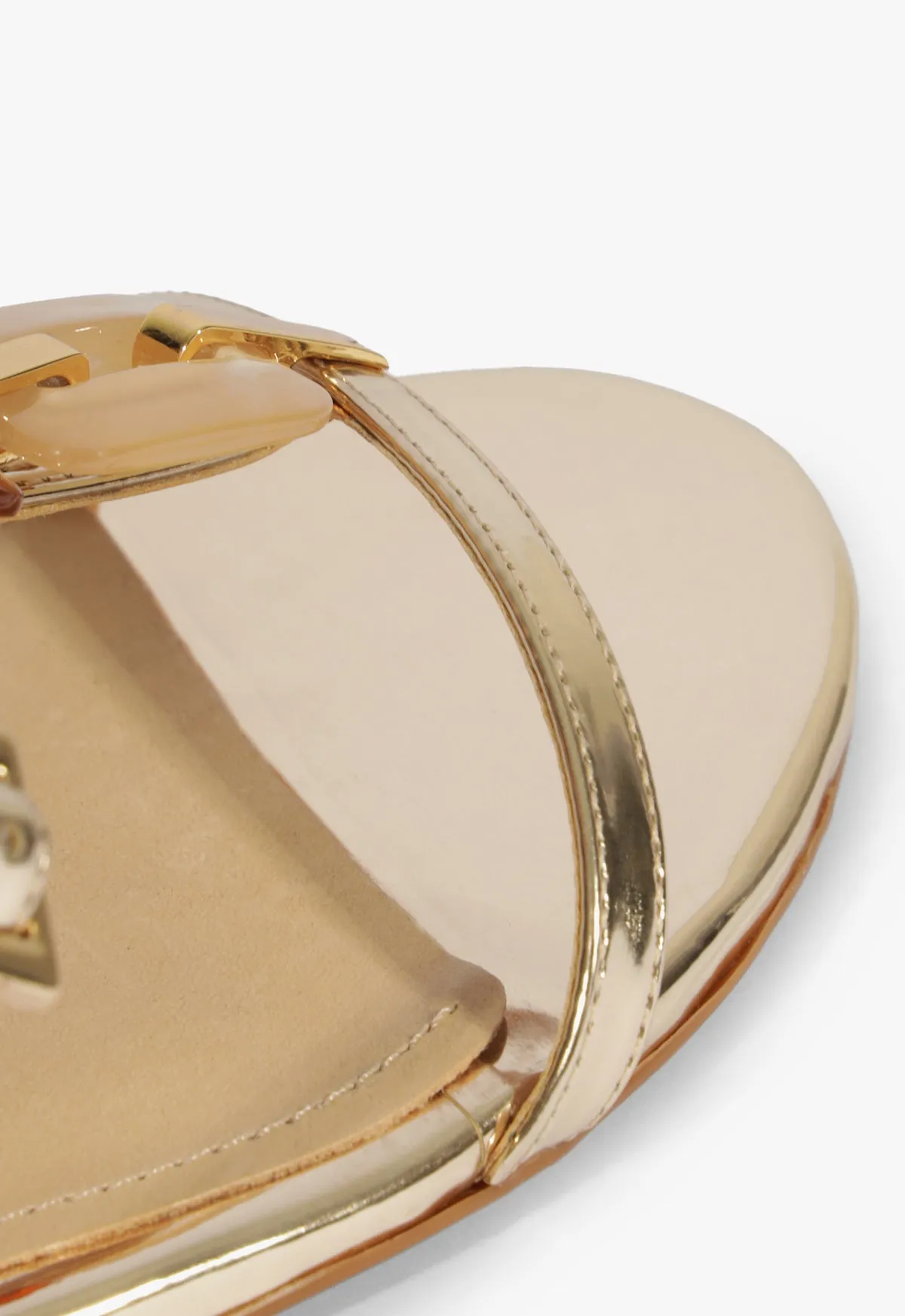 Simple Uniform Cassandra Gold Leather Flat Sandal
