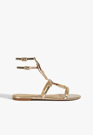Cassandra Gold Leather Flat Sandal Flexible Form Smart Design Gear