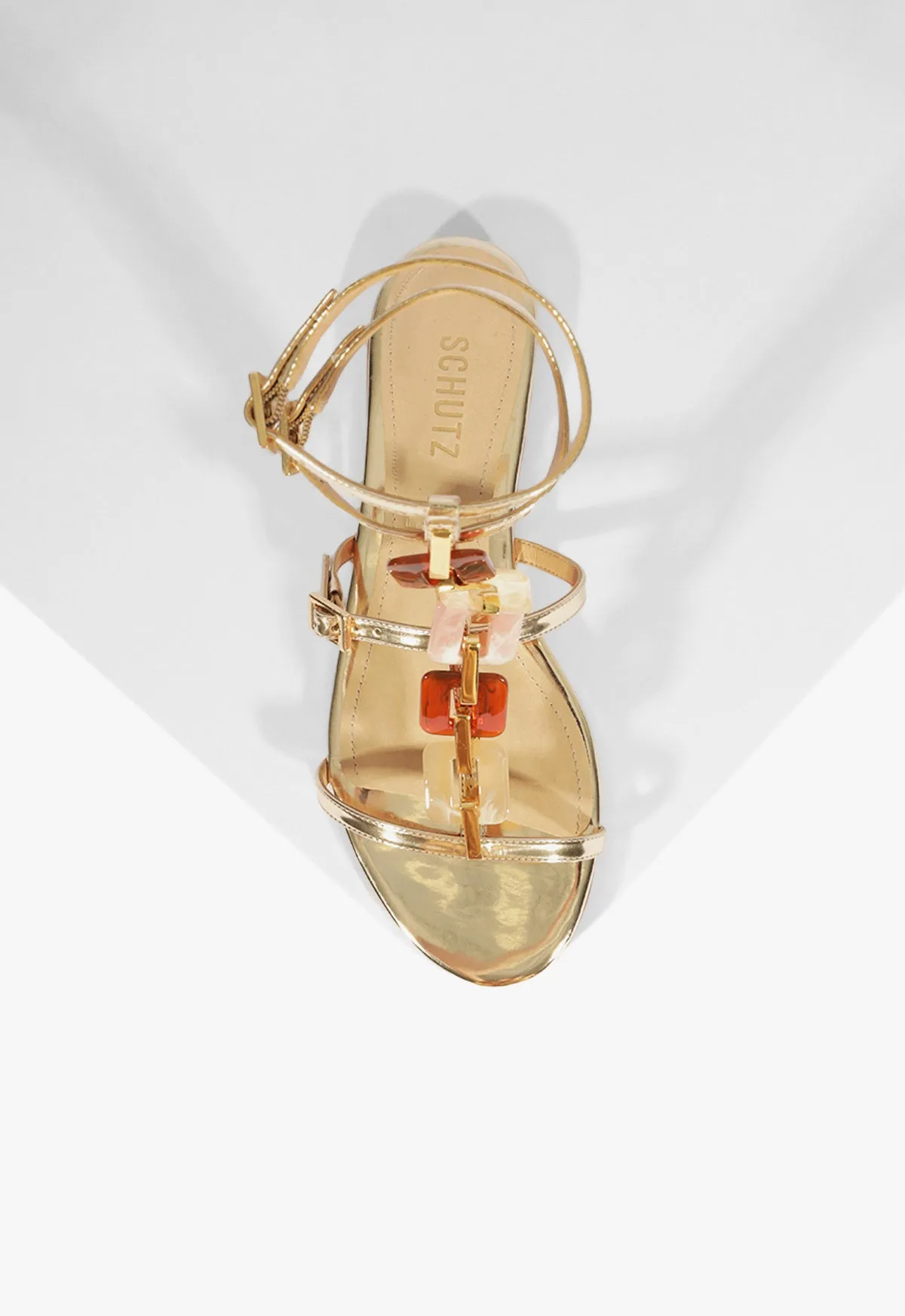 Smooth Silhouettes Cassandra Gold Leather Flat Sandal