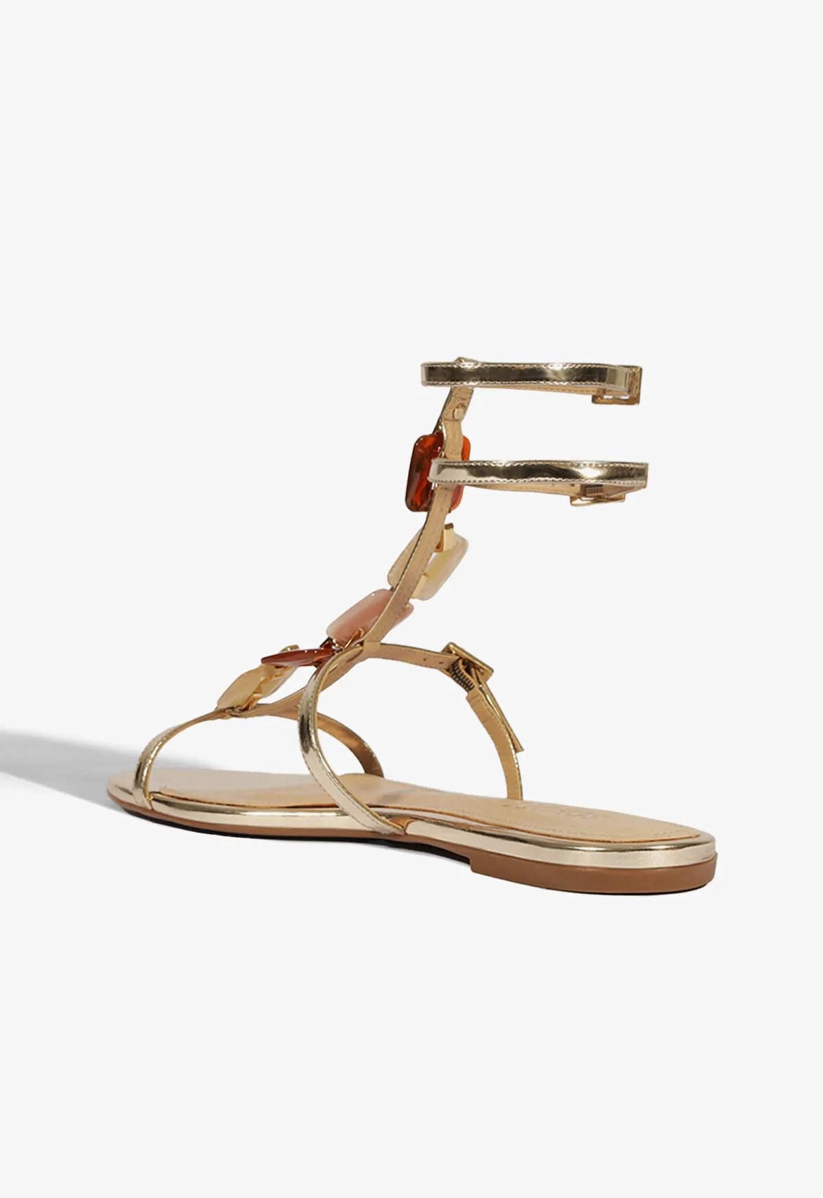 Urban-Motion Fit Cassandra Gold Leather Flat Sandal