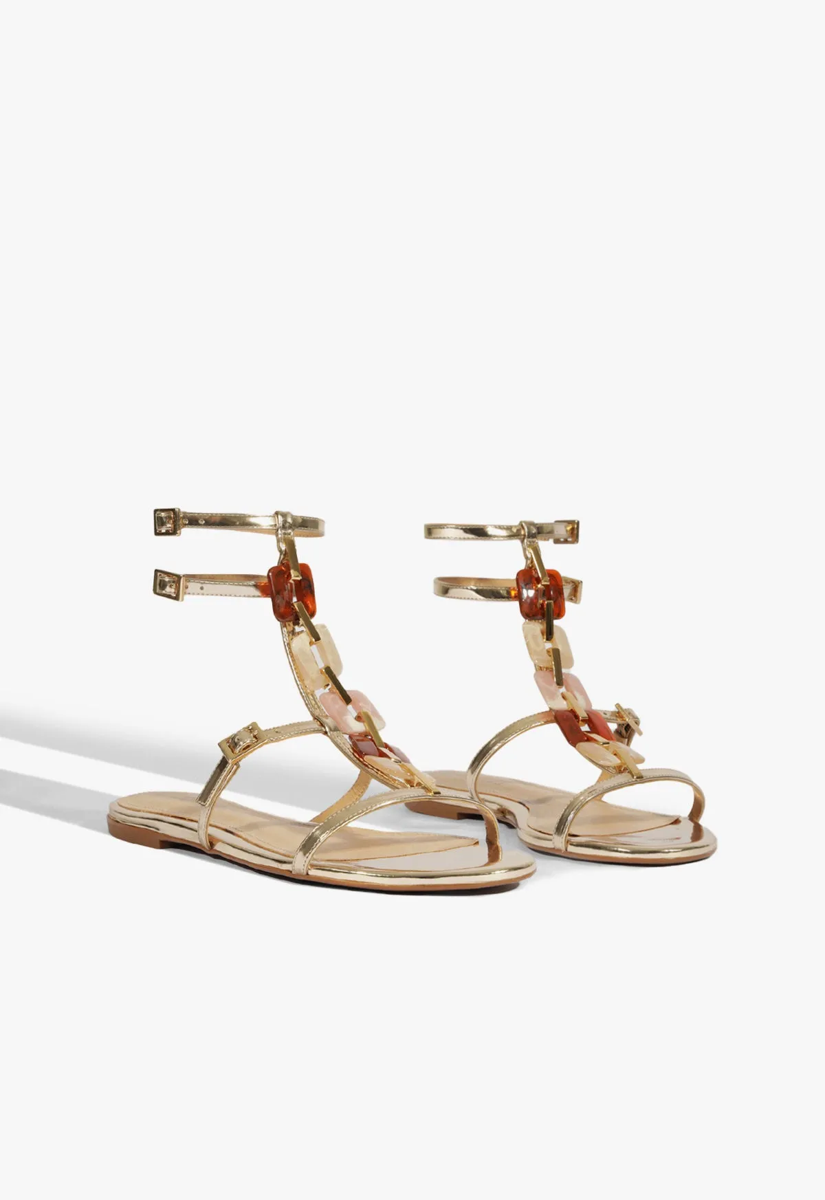 Cassandra Gold Leather Flat Sandal Timeless Cool Sleek Routine