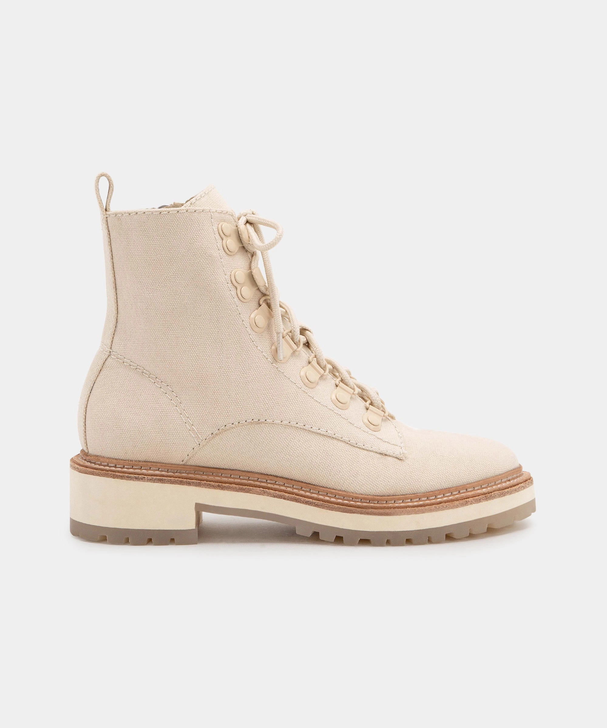 Understated Utility Whitny Boots Sandstone Canvas