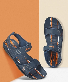 Living In Style Fit-Flow Paragon Men'S Stylish Lightweight & Durable Blue Velcro Dailywear Sandals
