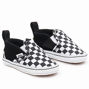 Ready-To-Flow Vans In Slip-On V Crib Sneakers Checker Black/True White
