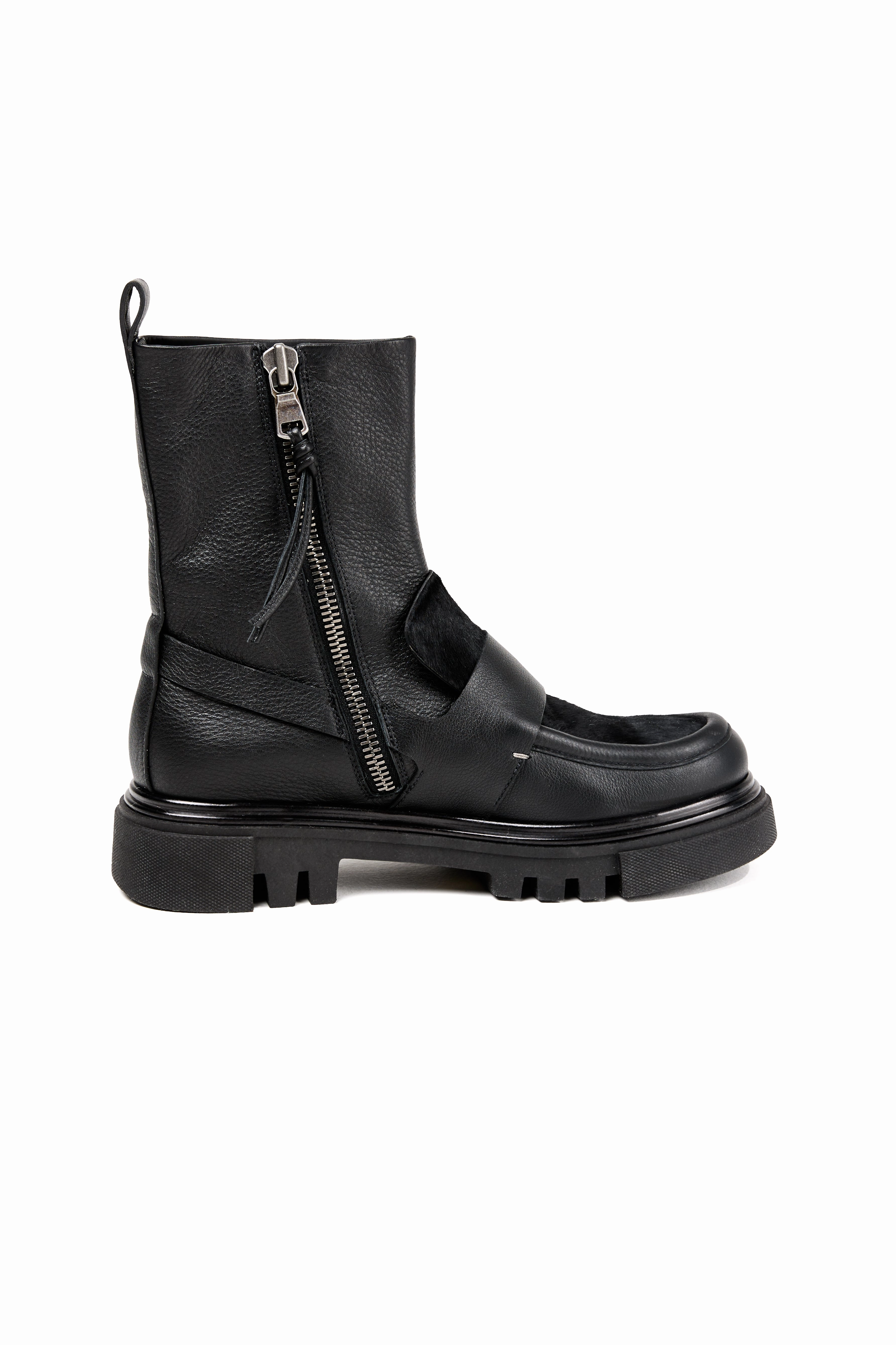 Mousse Leather Ankle Boot Moccasin In Pony Sfumato Nero Smooth Layers Your Daily Vibe