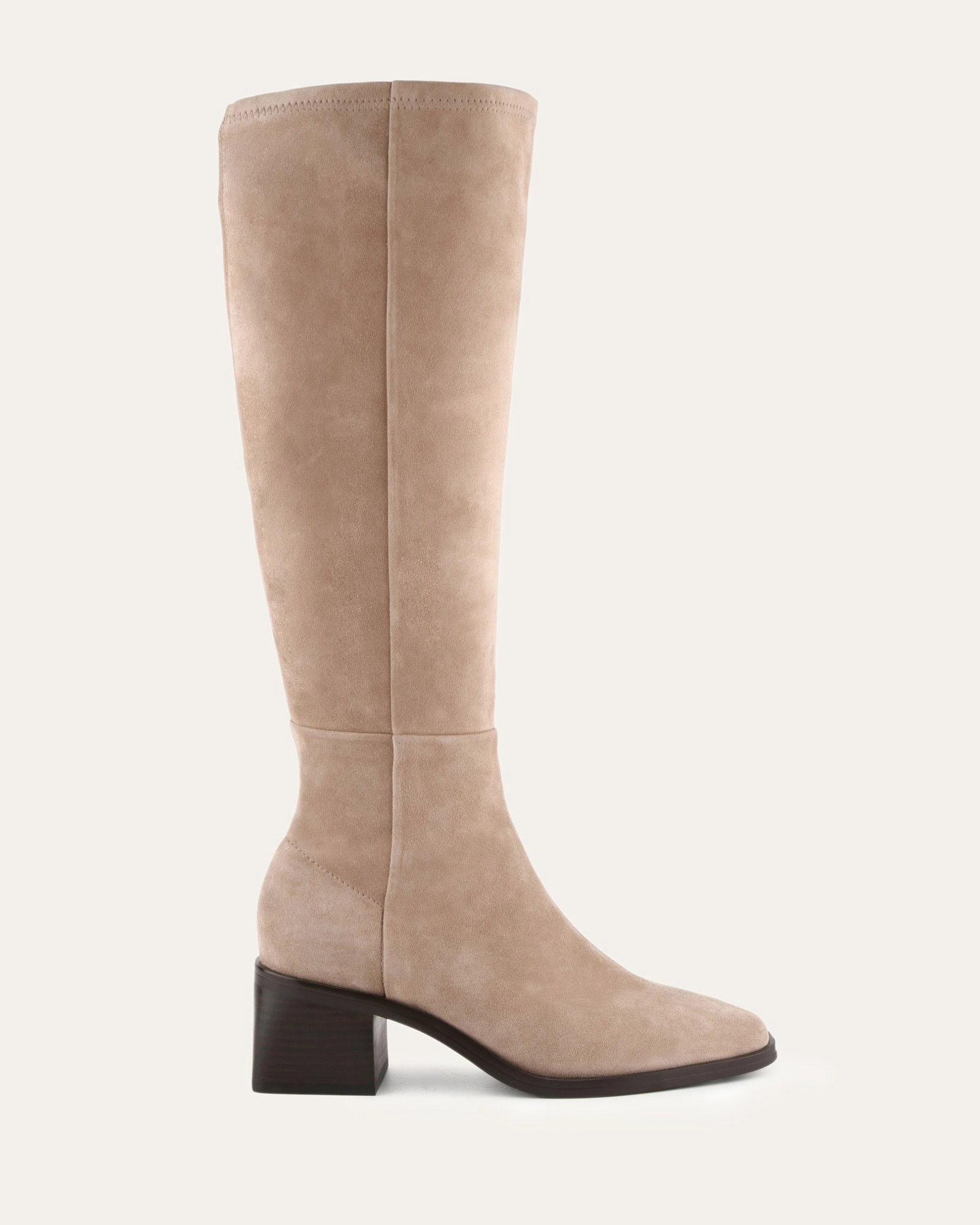 Queenie Knee Boots Taupe Suede Weekend Ready Effortless Utility