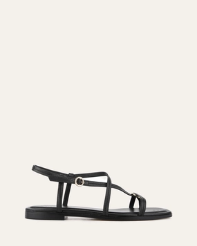 Expressive Minimal Addi Flat Sandals Black Leather