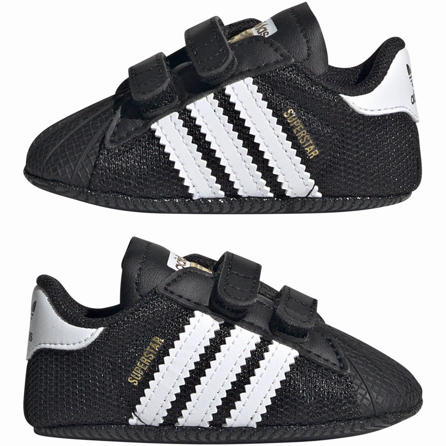 Adidas Originals Core Black/Ftwr White/Gold Met. Superstar Crib Sneakers Soft Structure