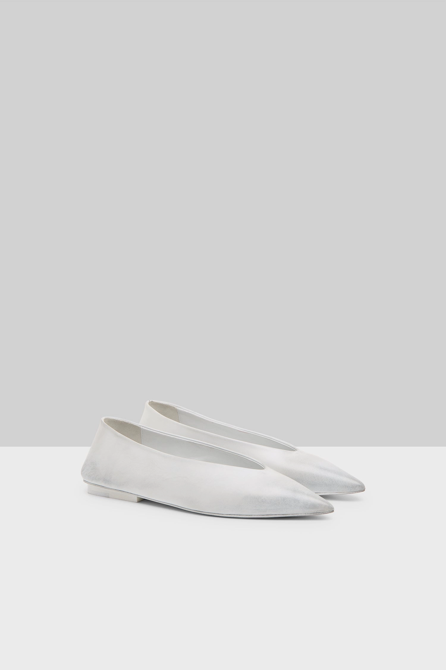 Ago Derby Ballerina Leather Shoe In Bianco-Grigio Wearable System