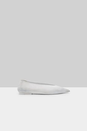 Ago Derby Ballerina Leather Shoe In Bianco-Grigio Edge And Ease
