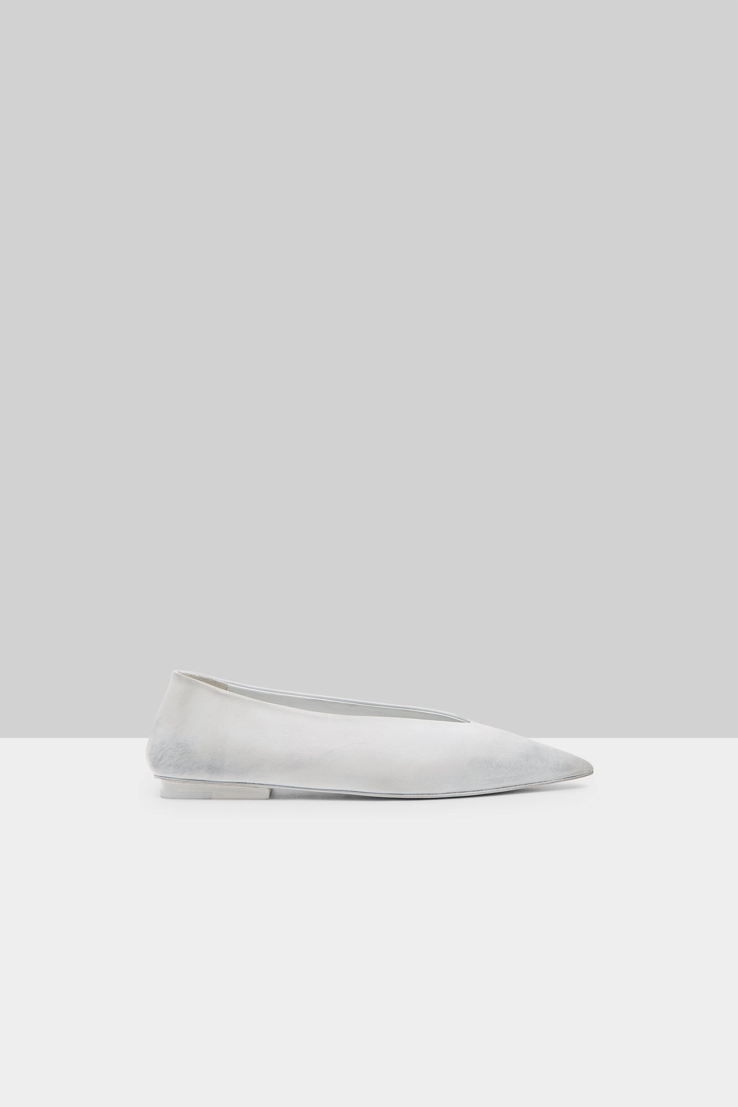 Ago Derby Ballerina Leather Shoe In Bianco-Grigio Edge And Ease