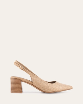 Responsive Fit Style Simplified Cara Low Heels Tan Raffia