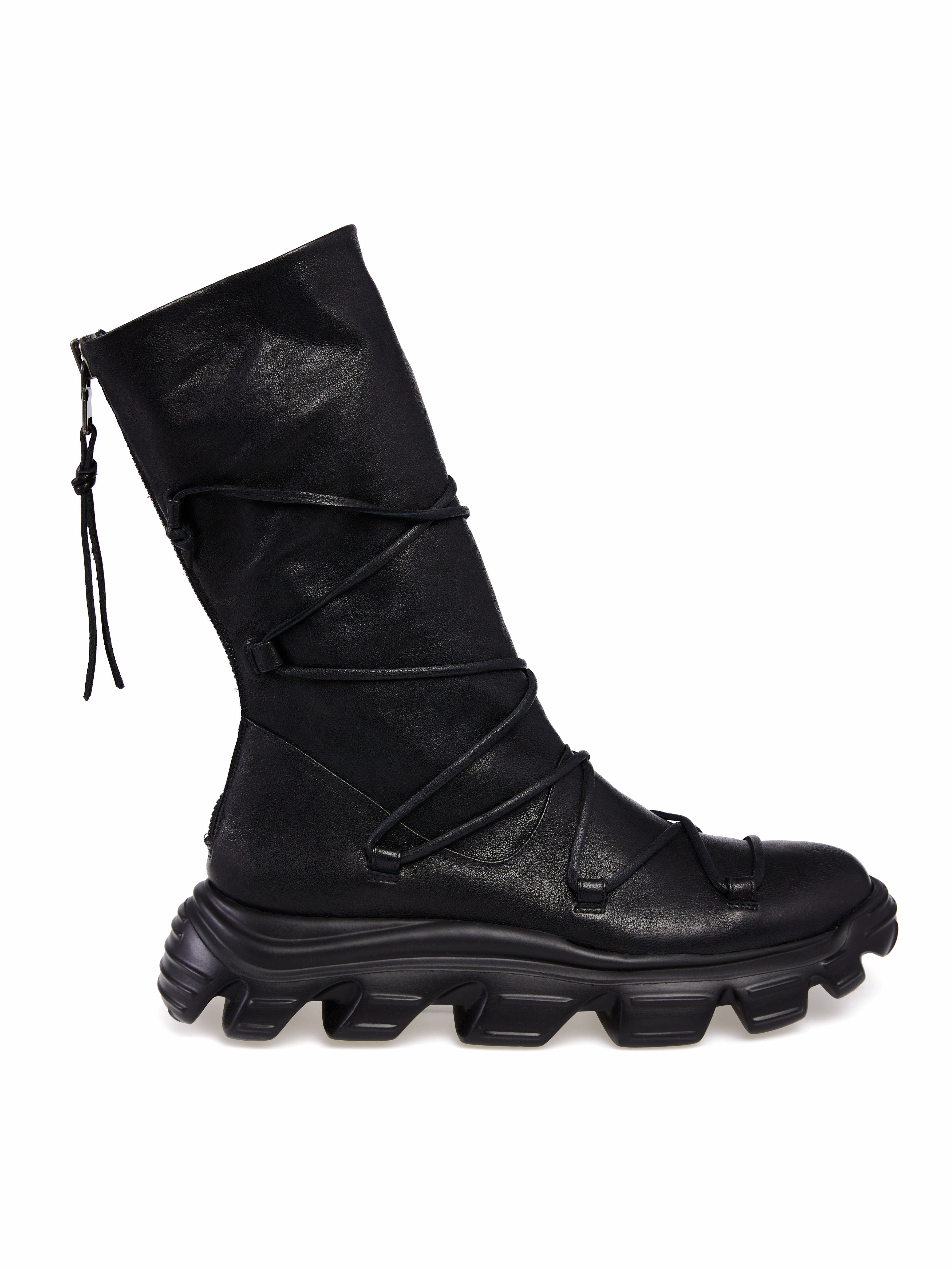 Old Iron Tall Leather Boot With Laces In Nero Modular Motionwear Lifestyle Drop