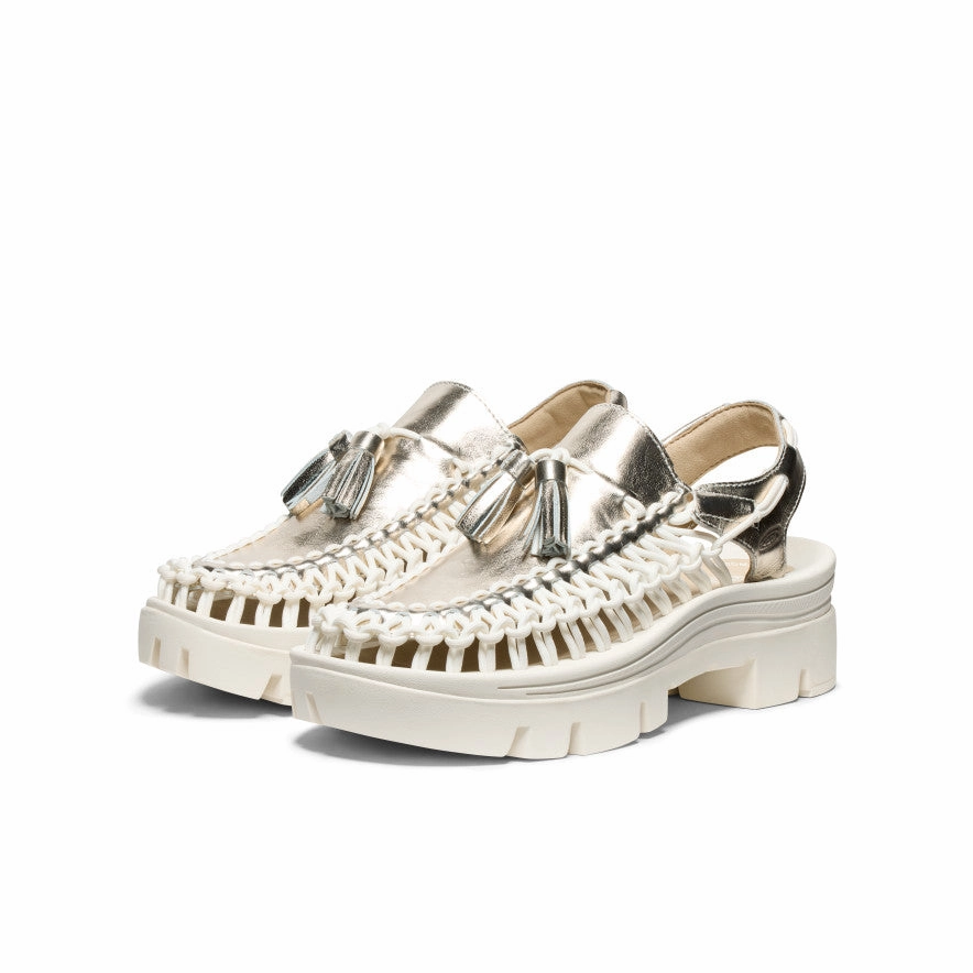 Flow In Motion All Gender Uneek Plt Tassel Sneaker  |  Champagne Gold/Star White