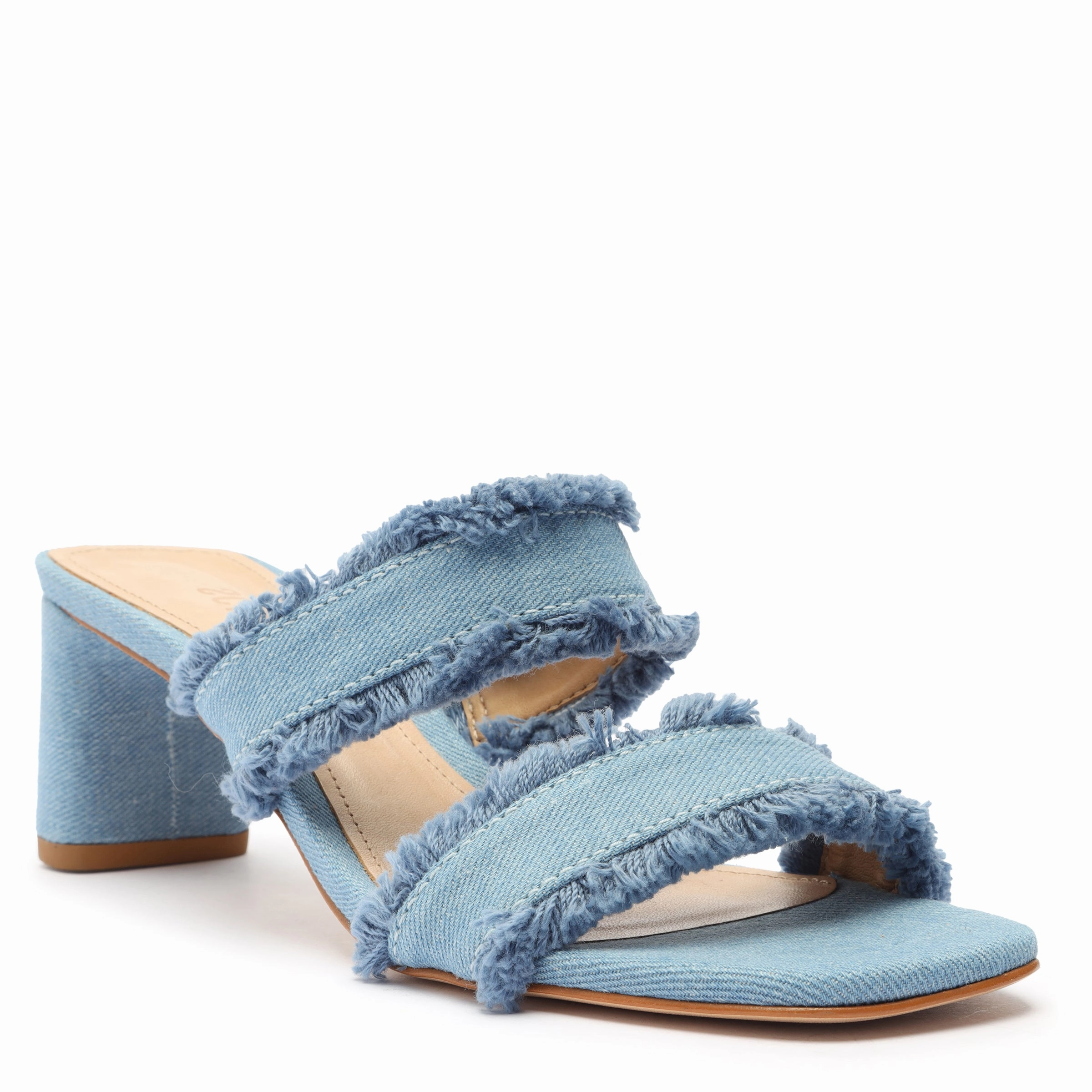 Refined Feel Amely Mid Block Denim Sandal