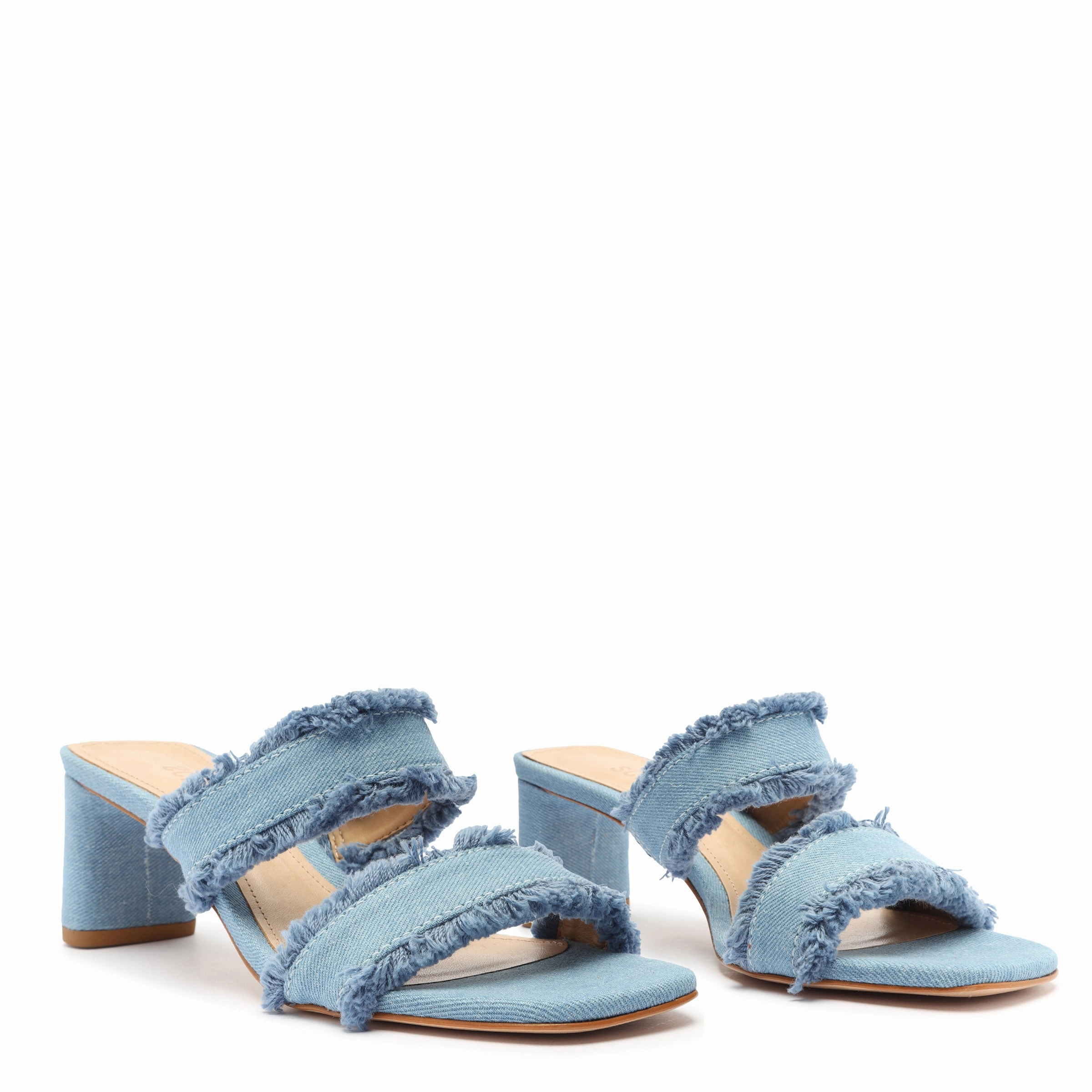 Sleek Mindset Layered Living Amely Mid Block Denim Sandal