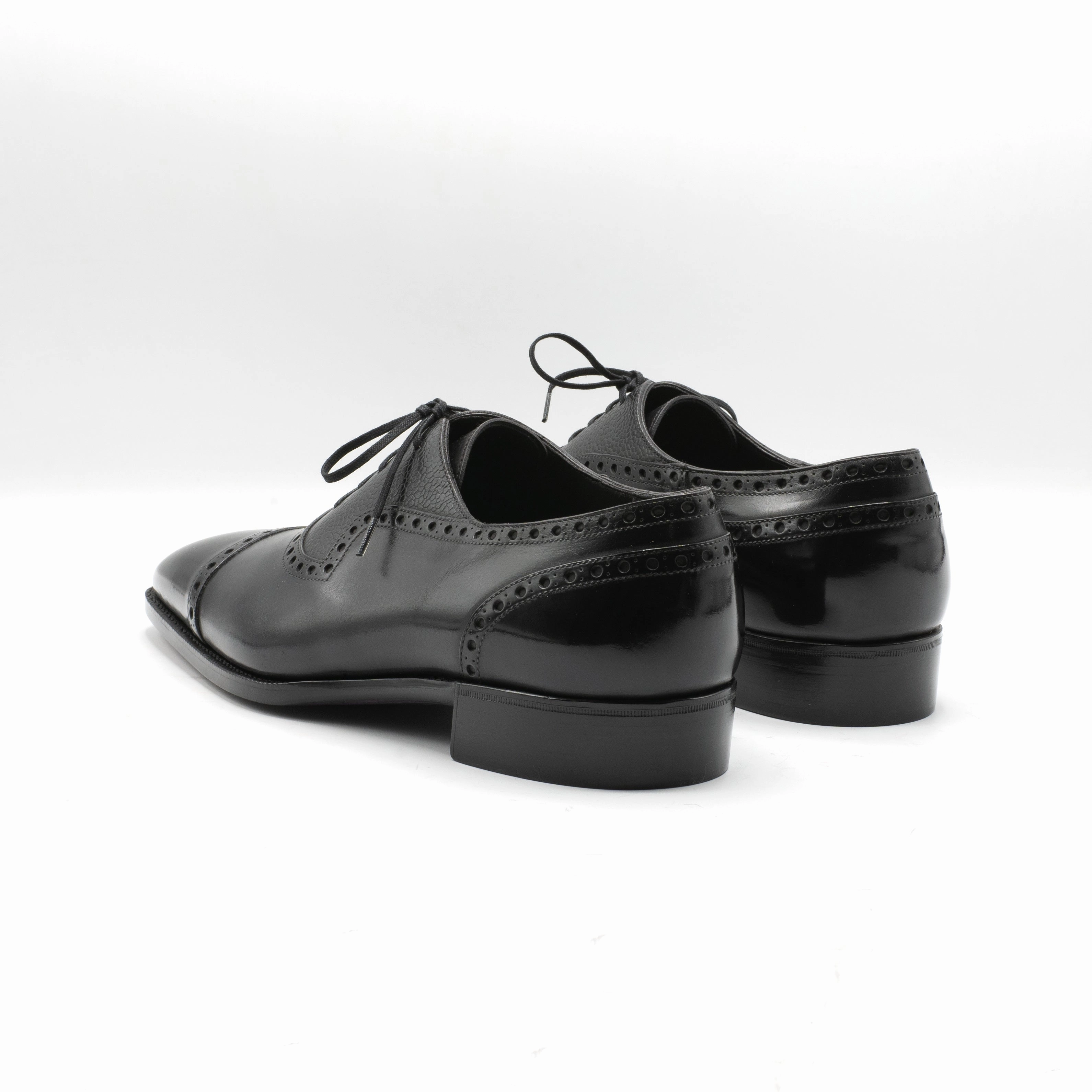 Andrs Adelaide Oxford (Handmade Beveled Waist) - Onyx Box Calf And Vegano Inca Leather Seasonless Energy