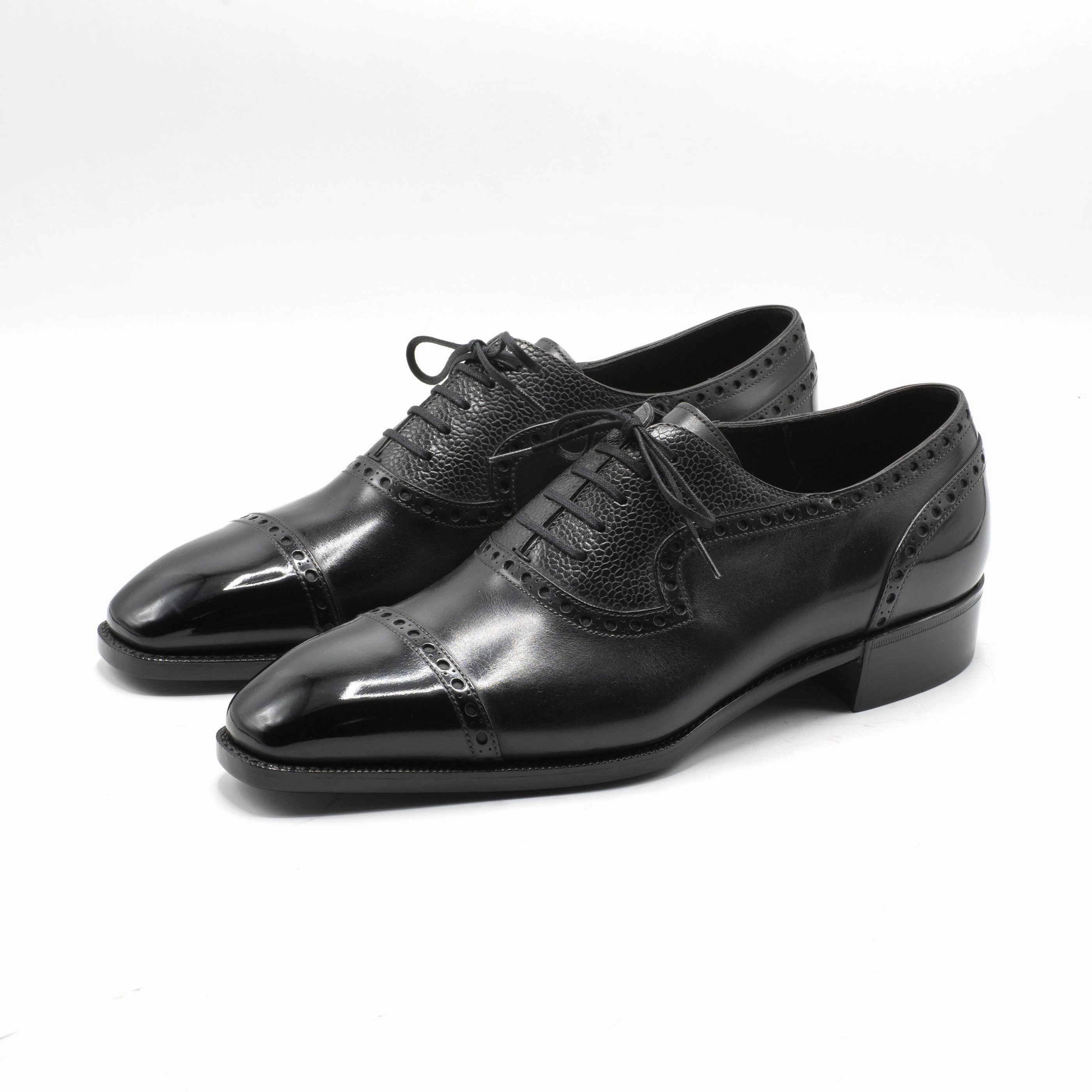 Andrs Adelaide Oxford (Handmade Beveled Waist) - Onyx Box Calf And Vegano Inca Leather Lifestyle Architecture