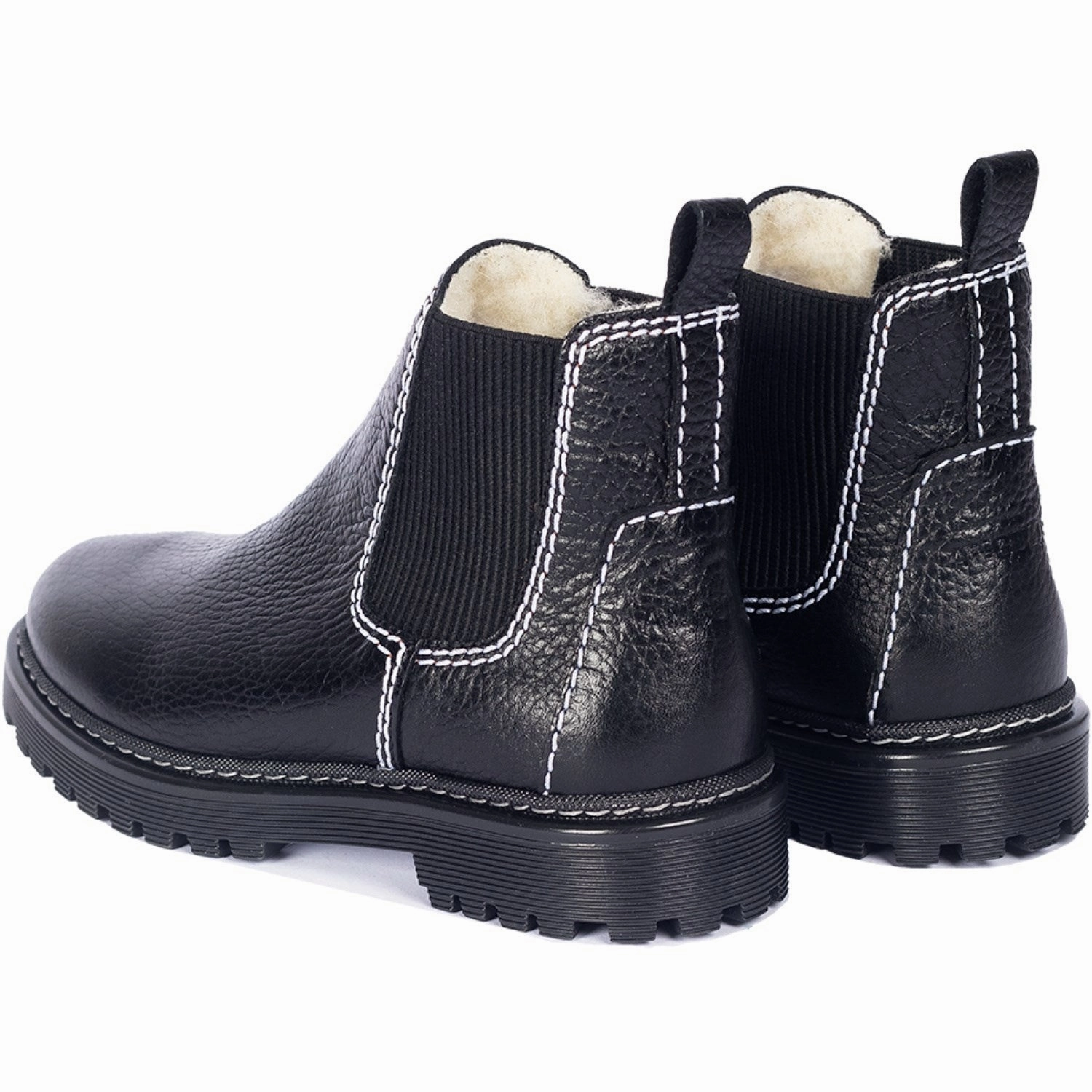 Angulus Black/Black Chelsea Boot With Soft Wool Lining Universal Outfit