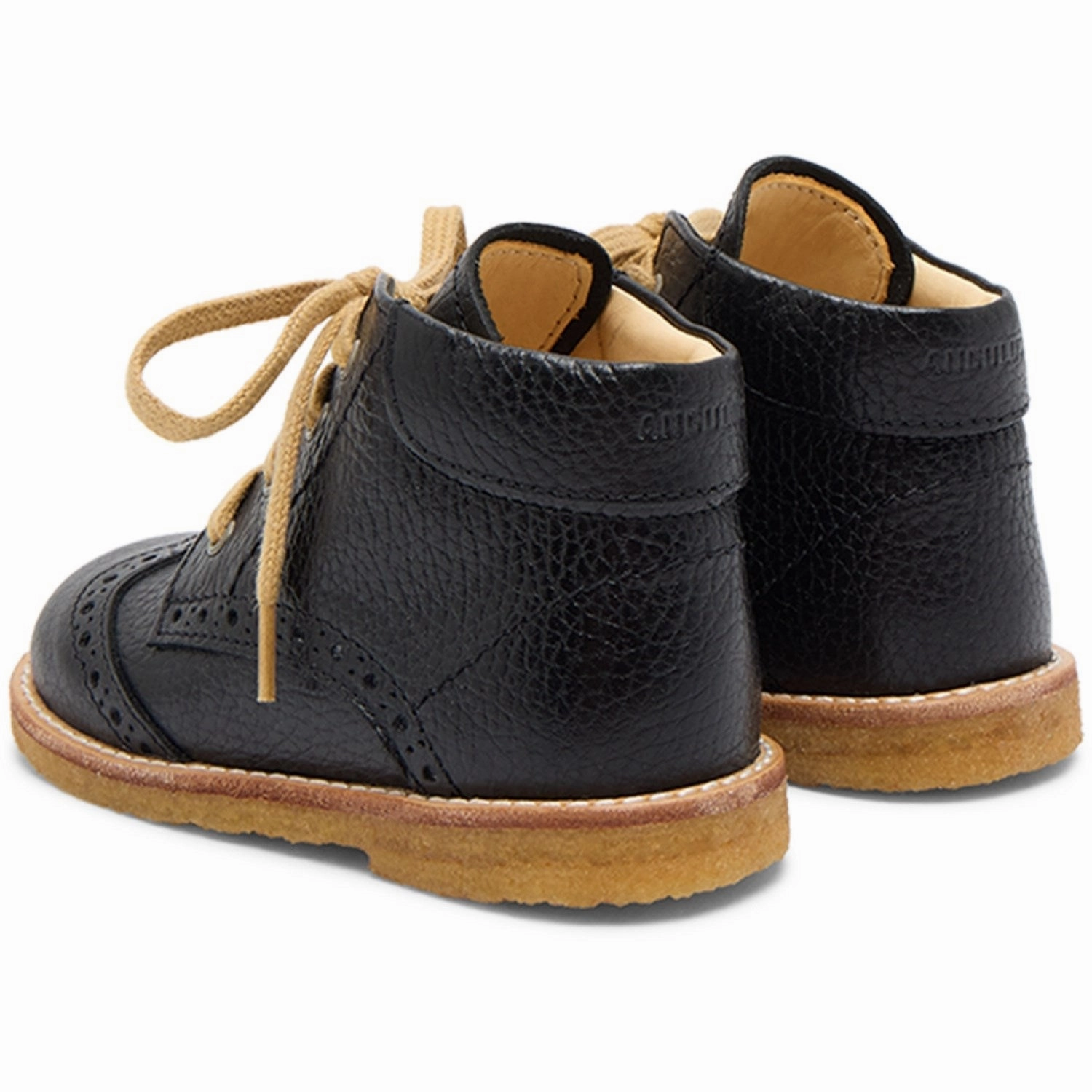 Angulus Black Classic Lace-Up Shoe With Brogue Details Premium Feel Quiet Strength