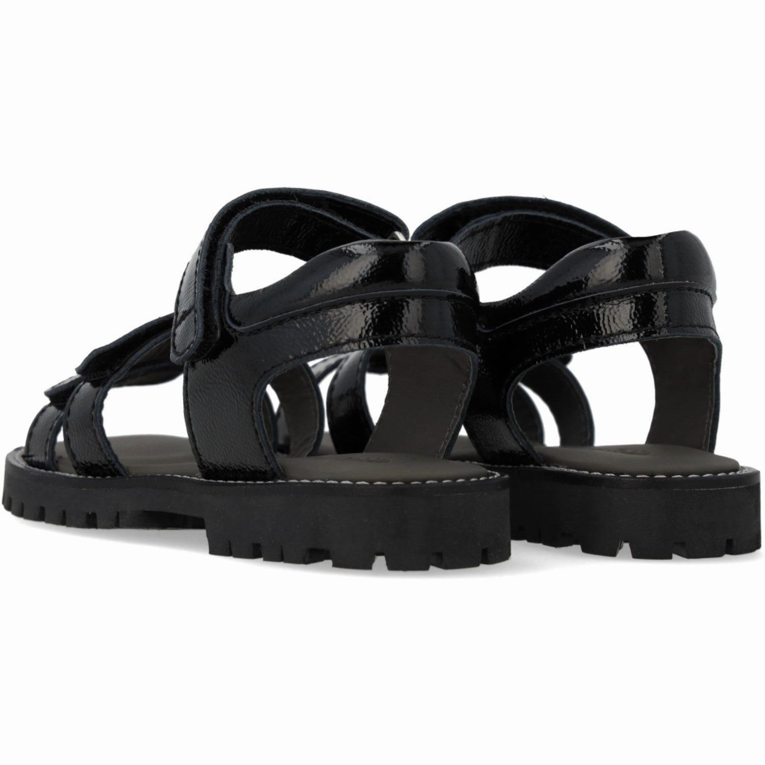 Angulus Black Justerbar Leathersandal Med Velcro Sleek Mindset Cool Fitwear
