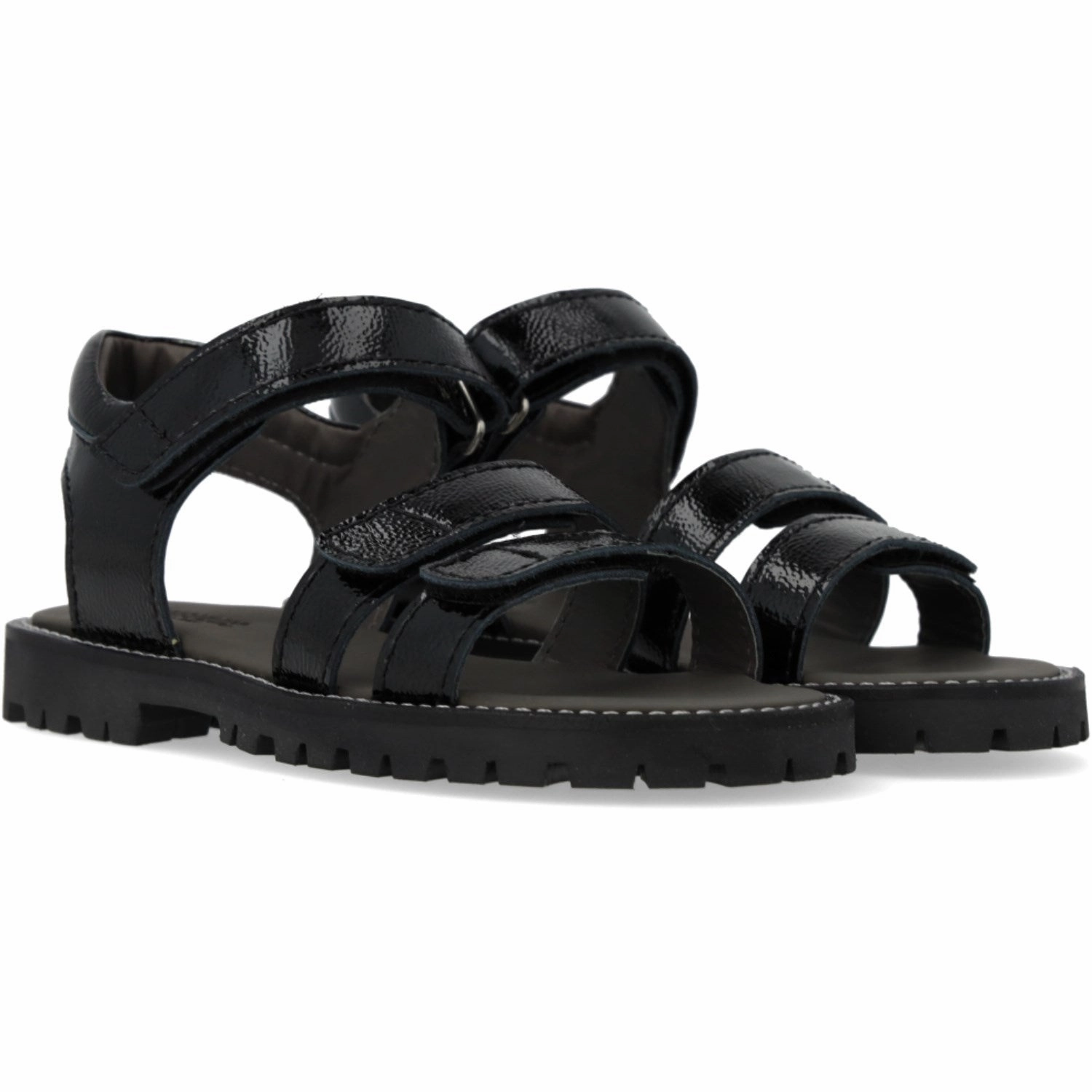 Layer Mindset Angulus Black Justerbar Leathersandal Med Velcro