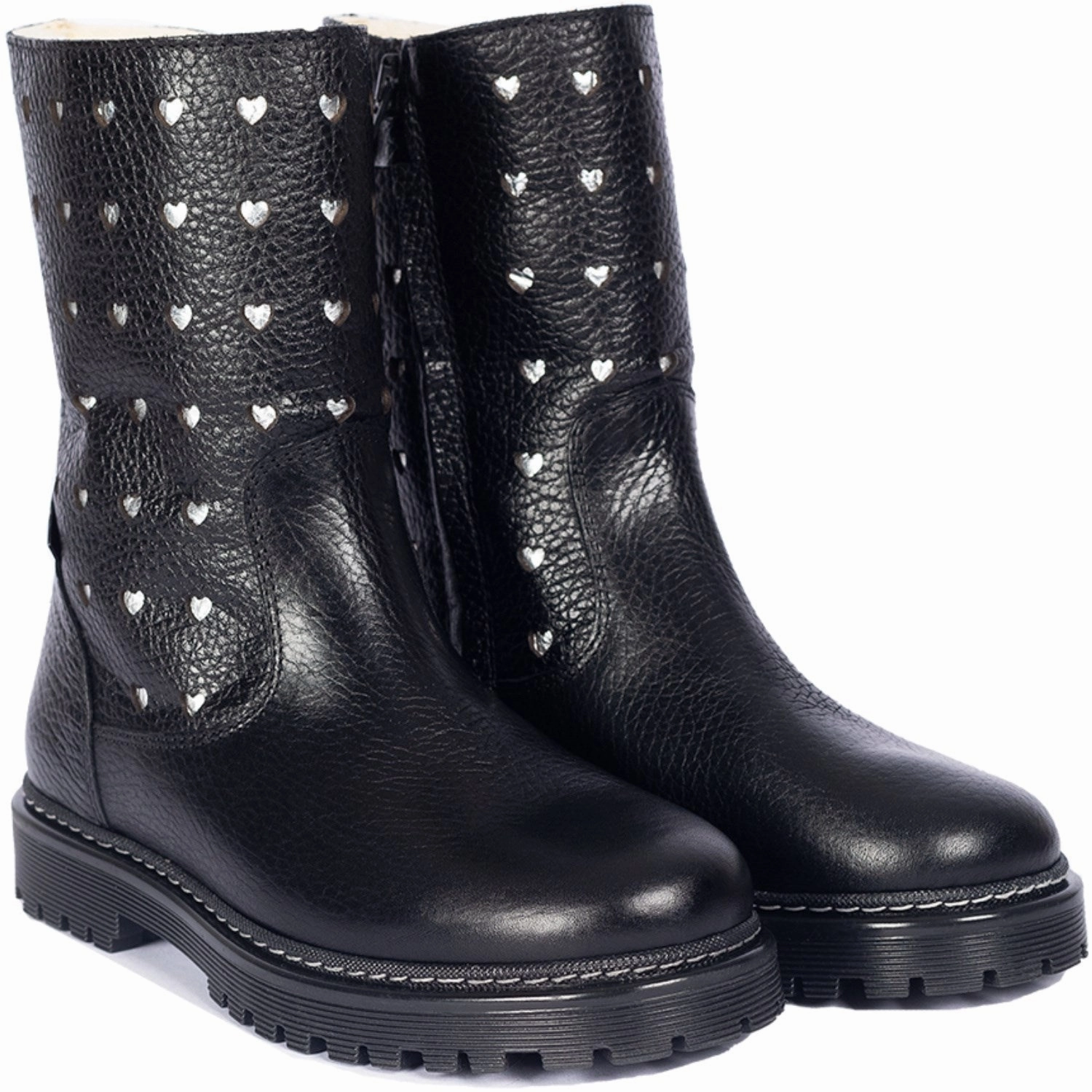 Your New Core Angulus Black Tex-Boot Med Udstansede S?Lvhjerter