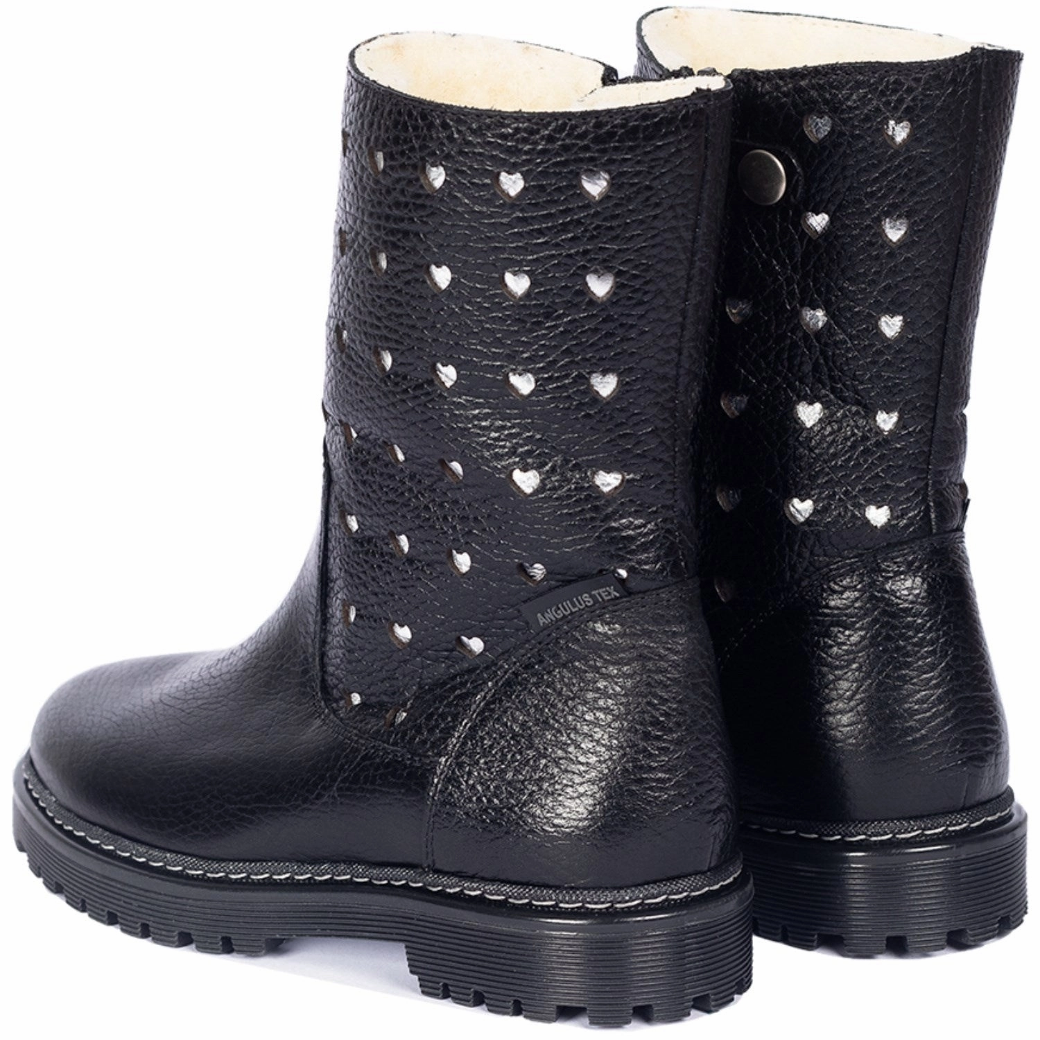 Anywhere Utility Angulus Black Tex-Boot Med Udstansede S?Lvhjerter