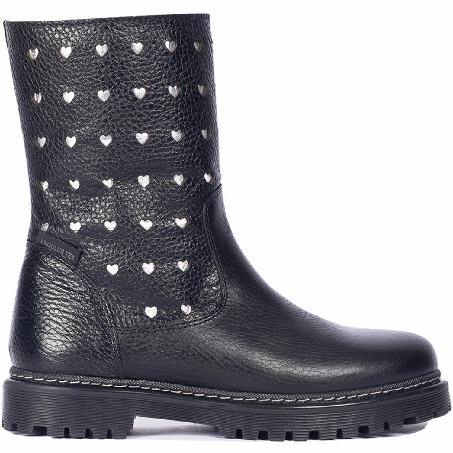 Move With Purpose Subtle Signature Angulus Black Tex-Boot Med Udstansede S?Lvhjerter