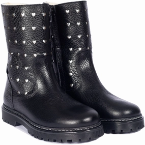 Your New Core Angulus Black Tex-Boot Med Udstansede S?Lvhjerter