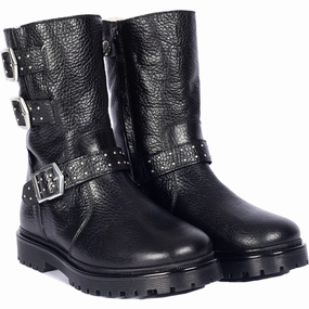 Comfort-Focused Angulus Black Tex Boot With Rivets, Buckles And Zipper