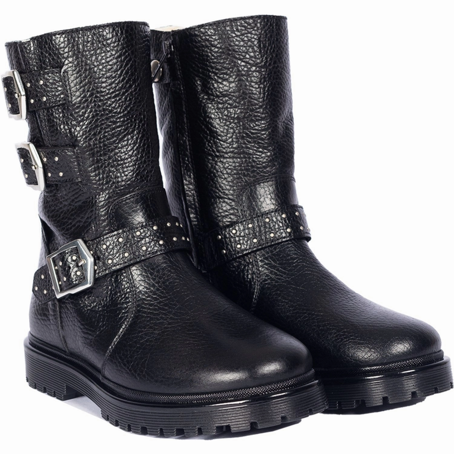 Comfort-Focused Angulus Black Tex Boot With Rivets, Buckles And Zipper