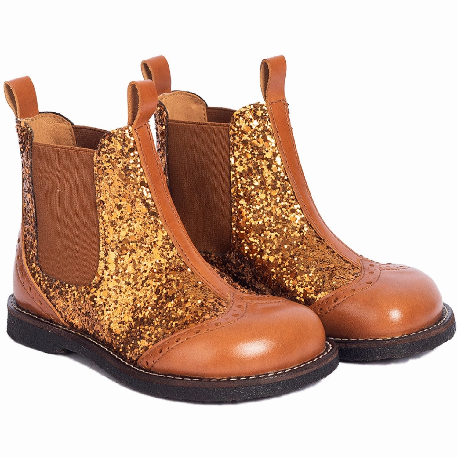 Intentional Vibe Urban Active Angulus Bronze Glitter/Candnac/Candnac Chelsea Boot Med Funklende Bronze Glitter.