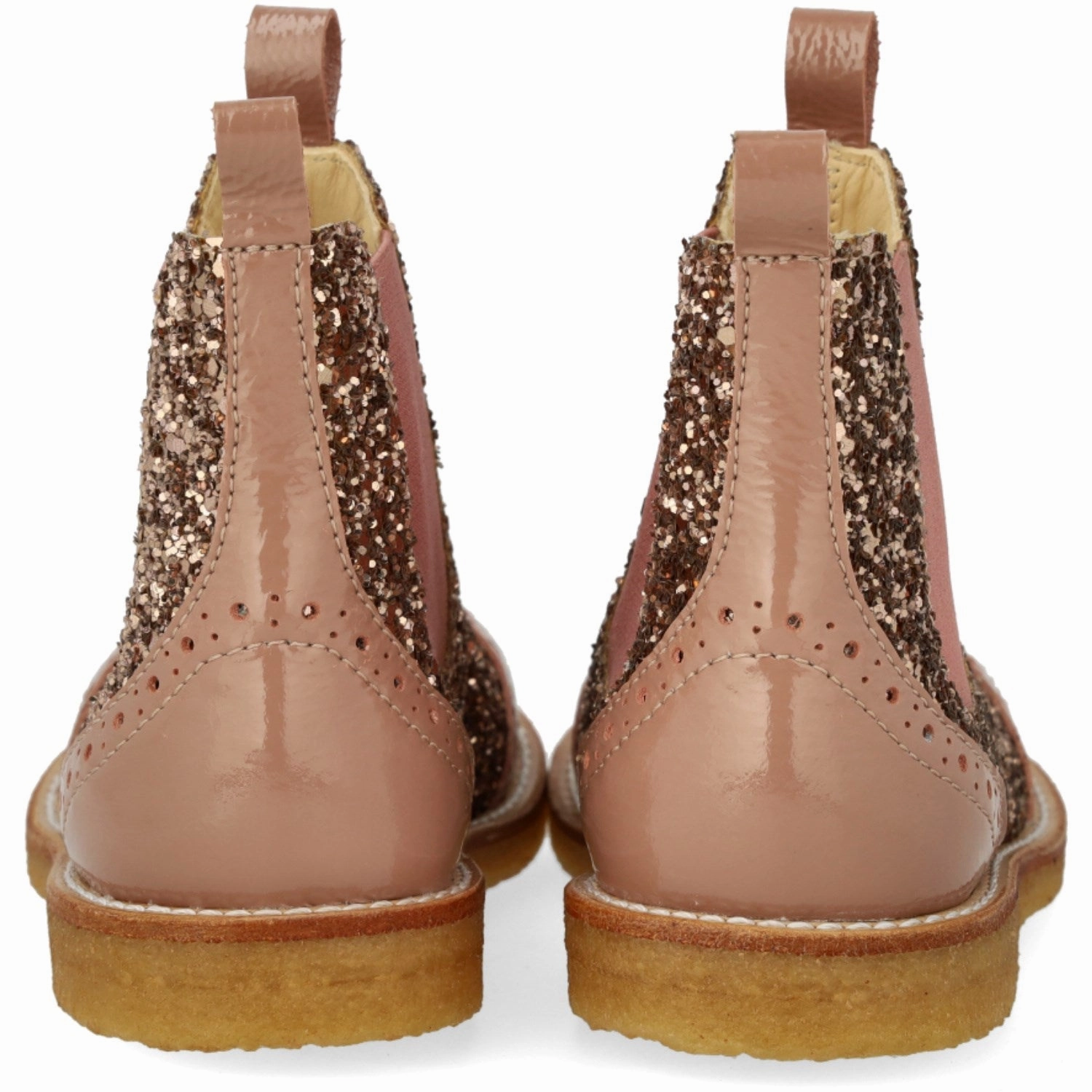 Angulus Clay/Clay Glitter/Rosa Chelsea Boot Med Glitter Og Brandues Detaljer Everyday Function