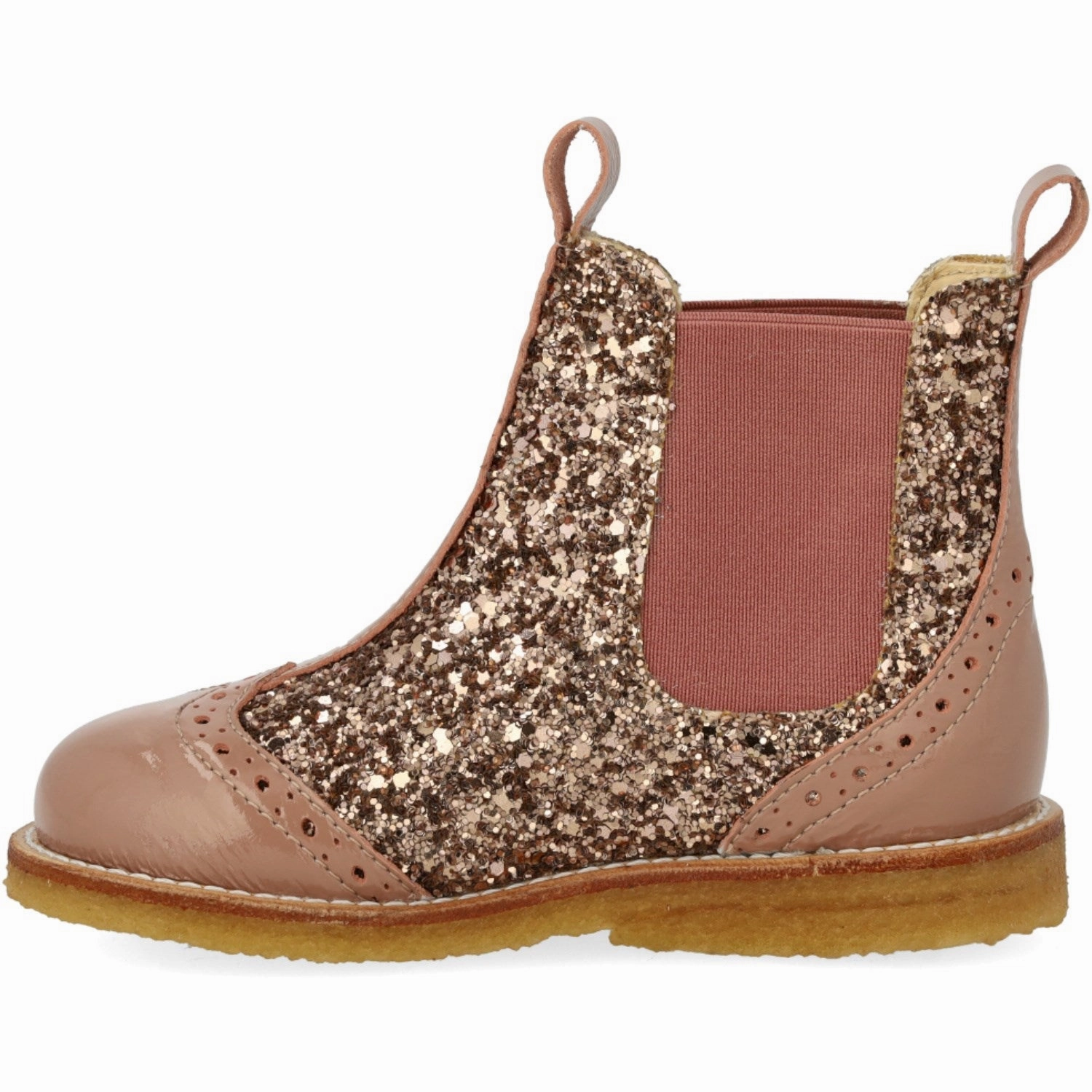 Made To Flex Lifestyle Direction Angulus Clay/Clay Glitter/Rosa Chelsea Boot Med Glitter Og Brandues Detaljer