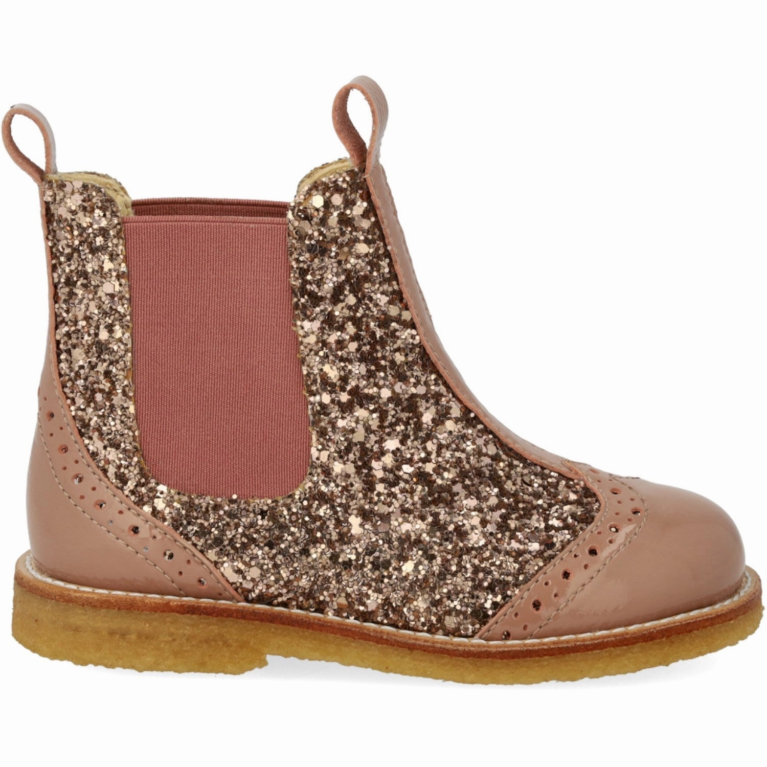 All-Day Movement Angulus Clay/Clay Glitter/Rosa Chelsea Boot Med Glitter Og Brandues Detaljer