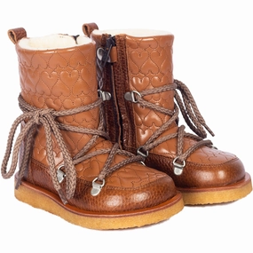 Progressive Feel Angulus Cognac/Cognac Tex Boot With Hearts, Laces And Zipper