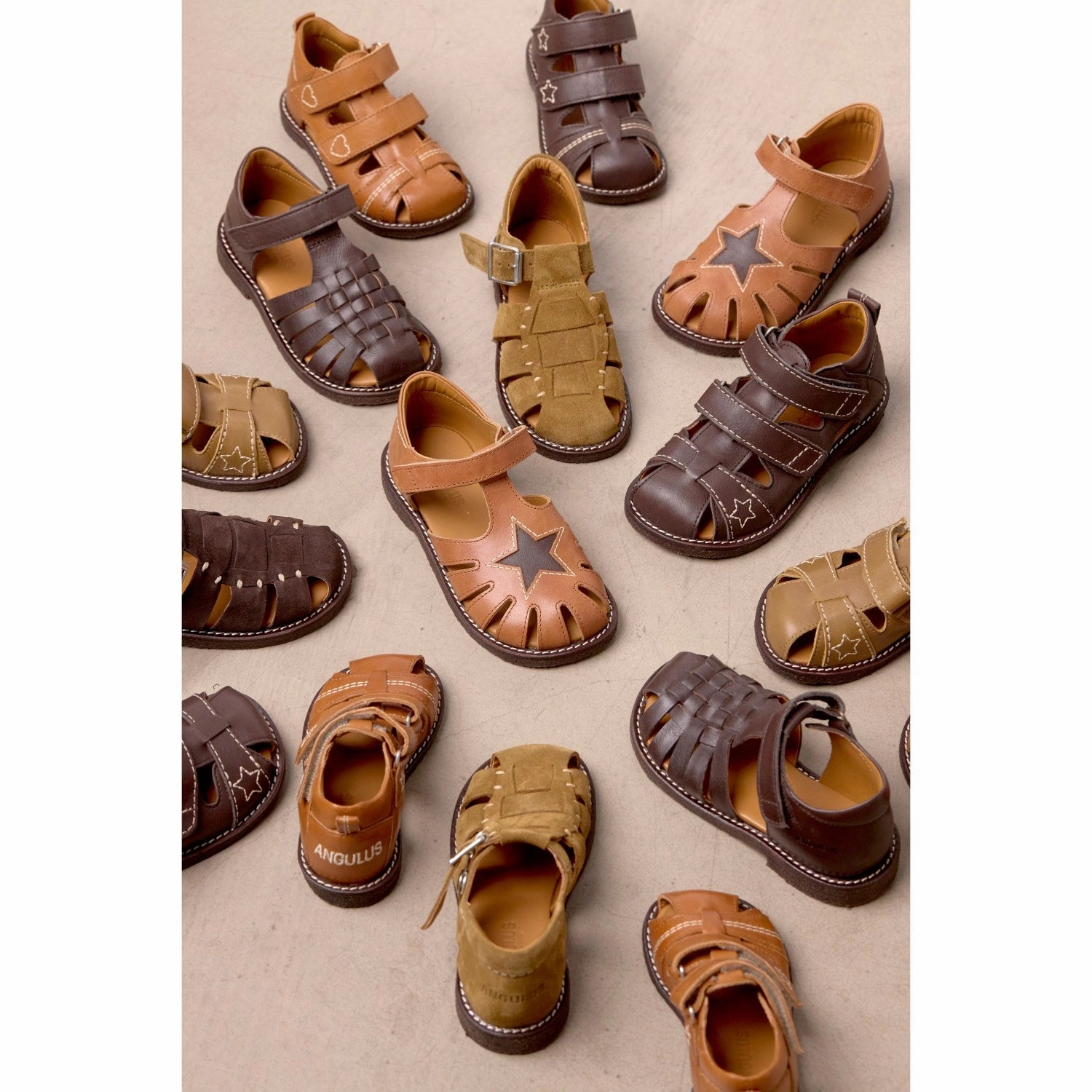 Quiet City Style Contemporary Flow Angulus Dark Brown Braided Leathersandal