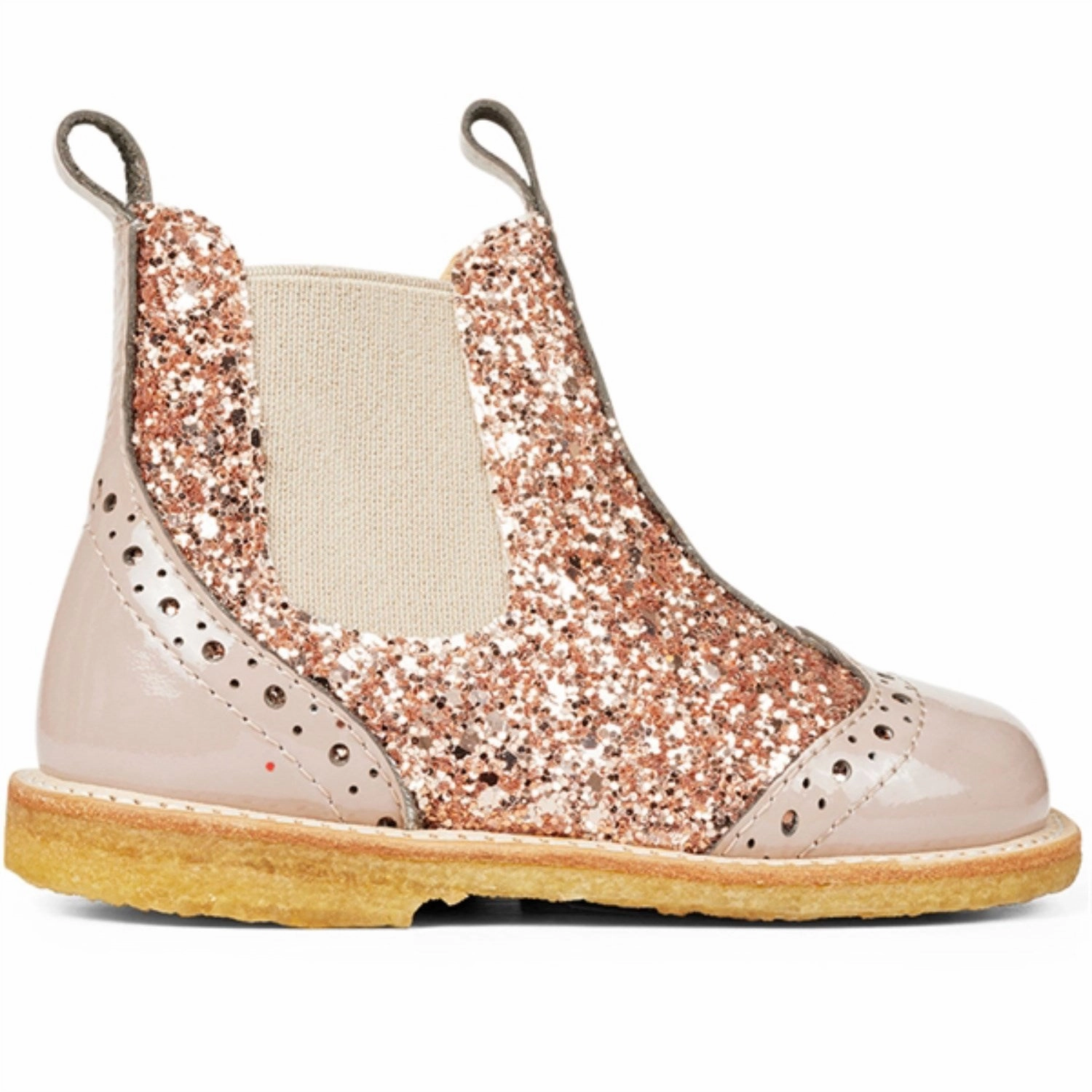 Live-Core Optimized Outfit Angulus Dusty Almond/Maple Glitter/Elastic Classic Chelsea Glitter Boot