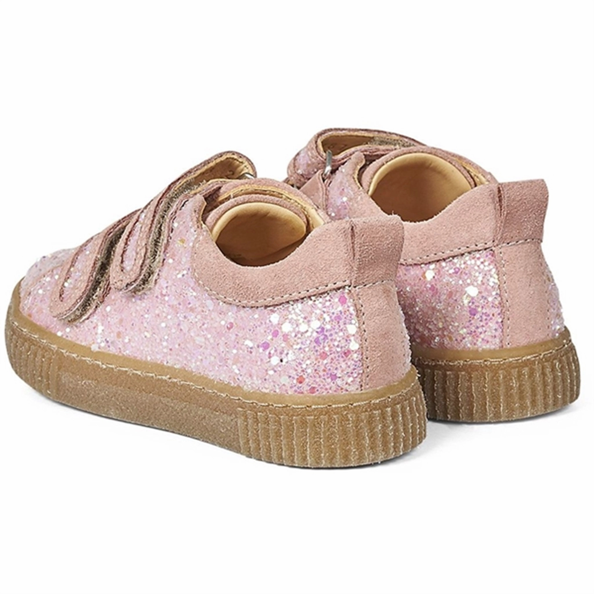 Angulus Glitter Sneaker W. Velcro Peach/Rose Glitter Layer Up Smart