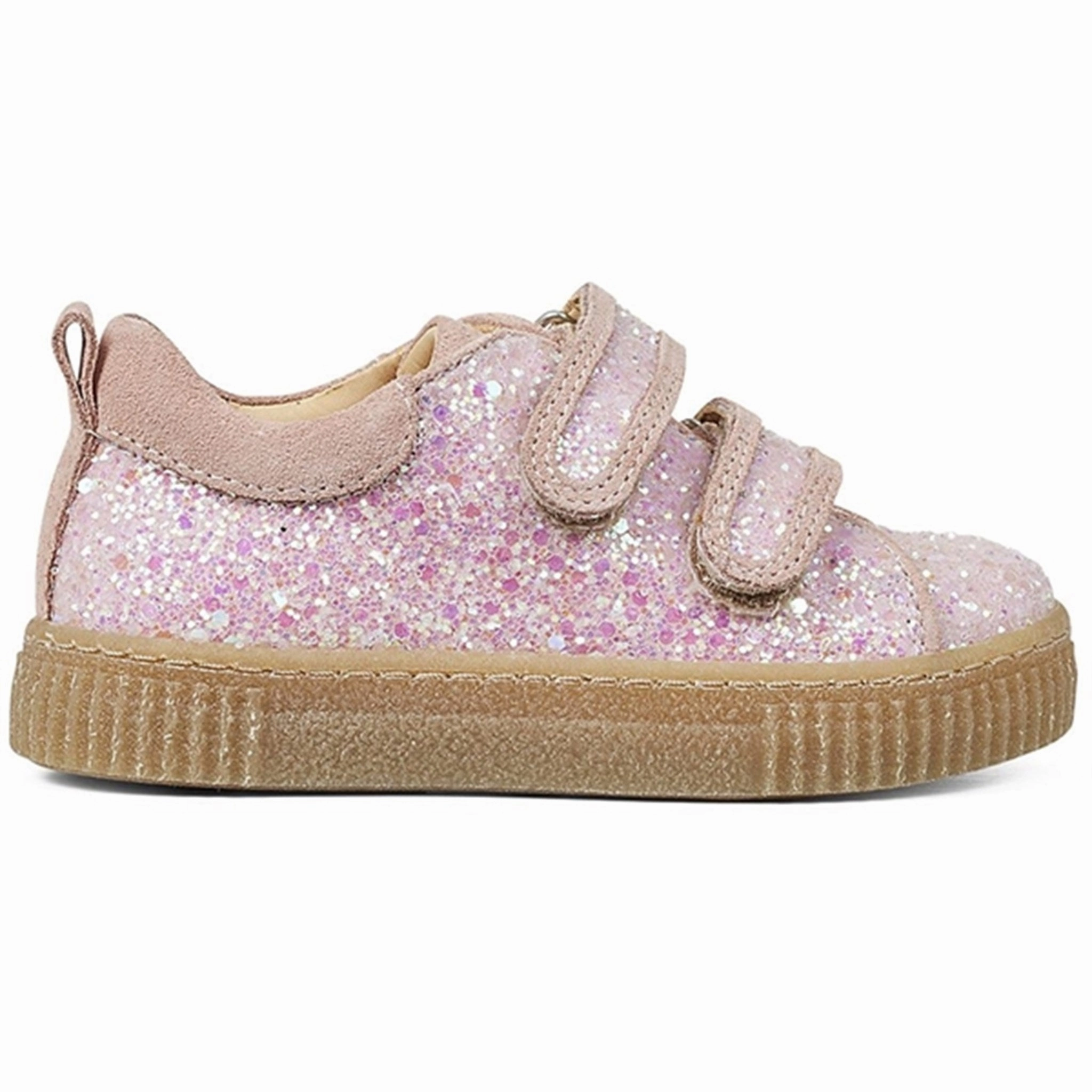 Angulus Glitter Sneaker W. Velcro Peach/Rose Glitter Low-Key Bold