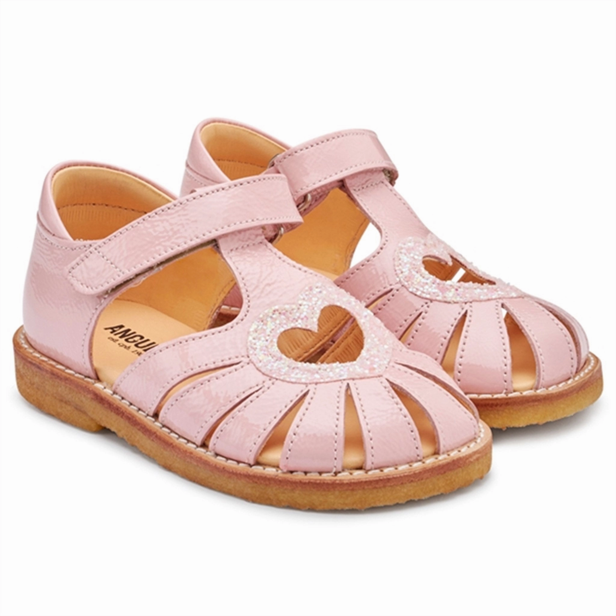 Bold Details Angulus Hjerte Sandal W. Velcro Rose/Rose Glitter