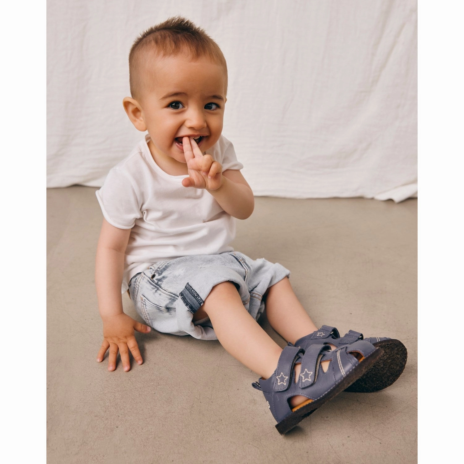 Simplified Life City Rhythm Angulus Indigo Sandal Med Stjernebroderi