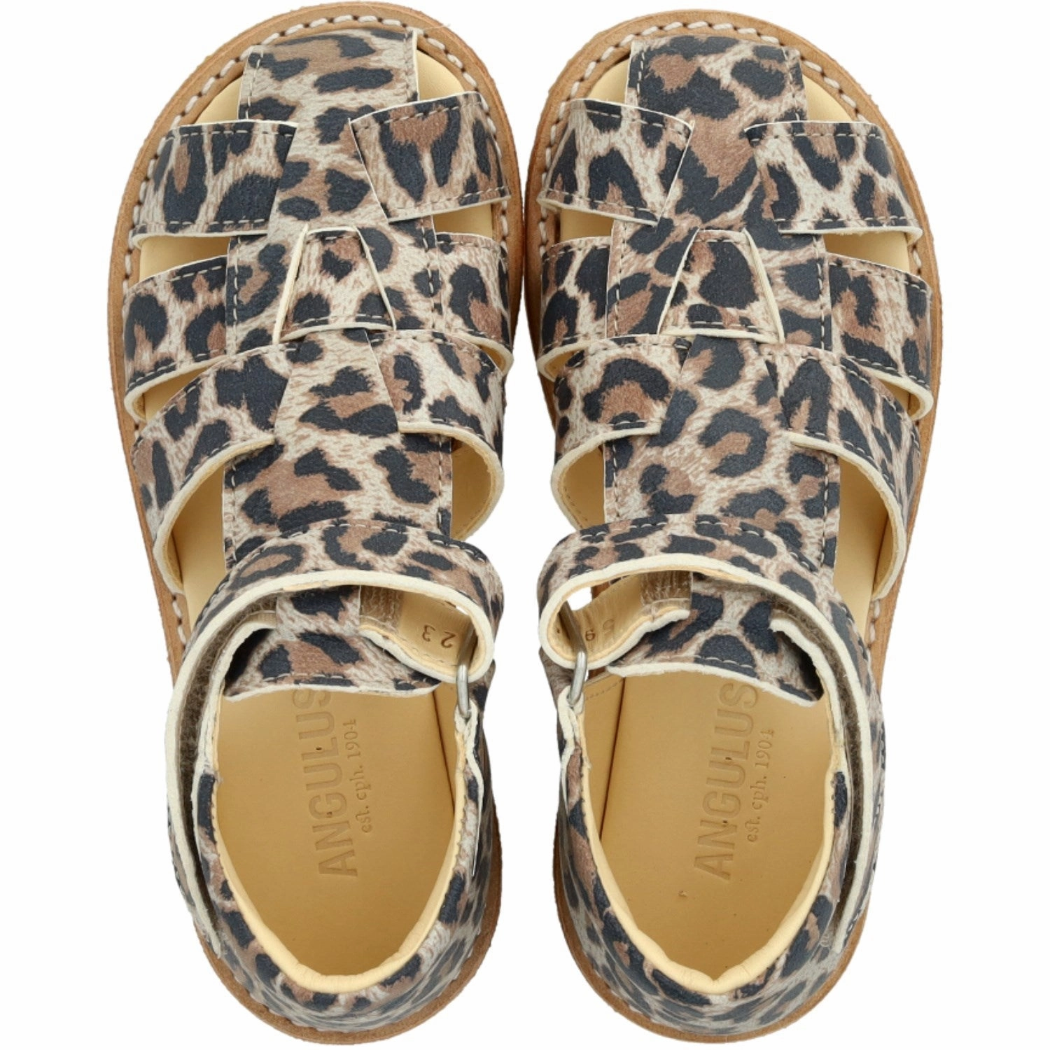 Angulus Leopard Suede Beginner Sandal Med Velcro Closure Layer-Easy City-Proof