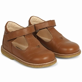 Angulus Mary Jane Shoes W. Heart And Velcro Cognac 3267-101-1545 Modern Utility