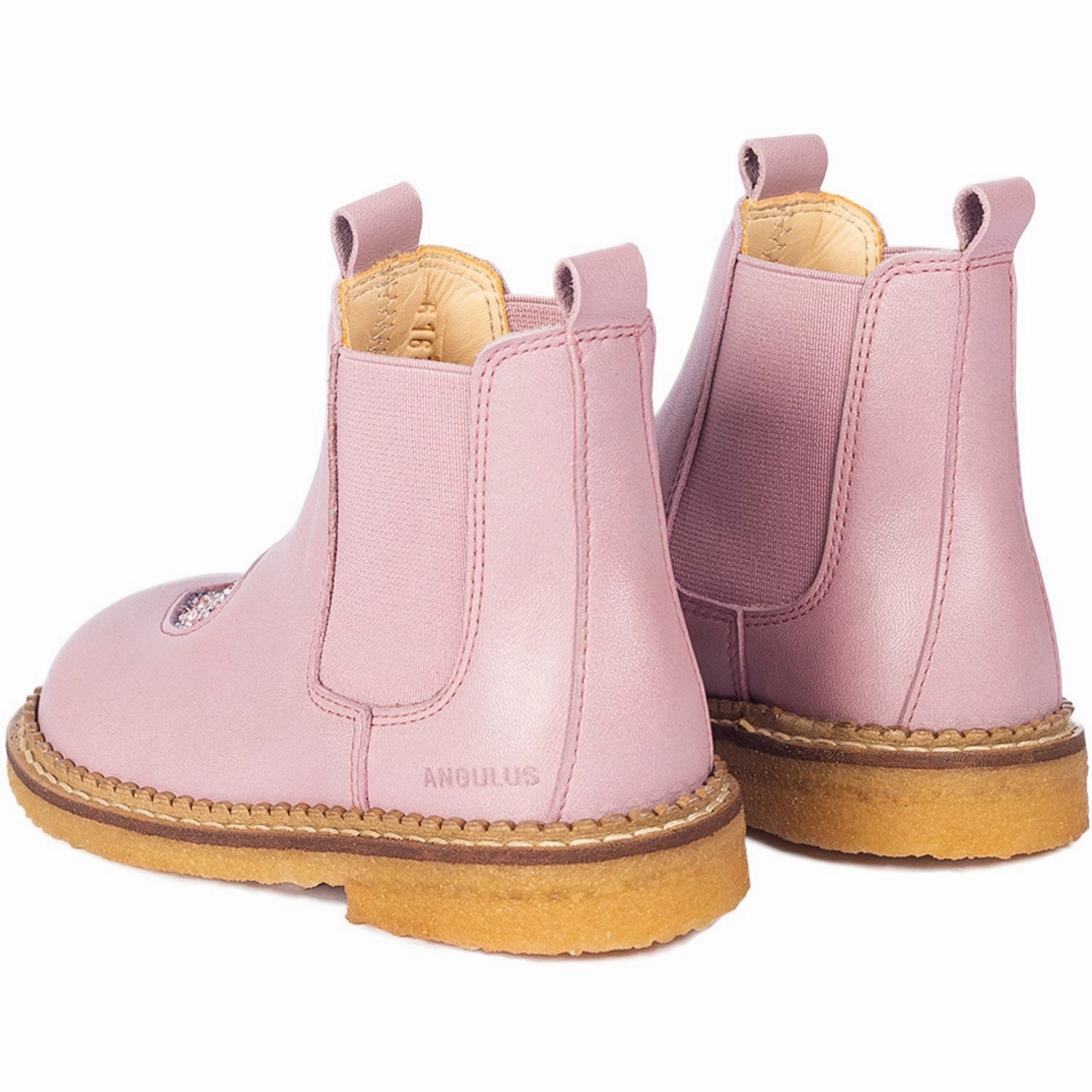 Angulus Mauve/Mauve Glitter Chelsea Heart Boot Your Mobile Look Iconic Minimalism