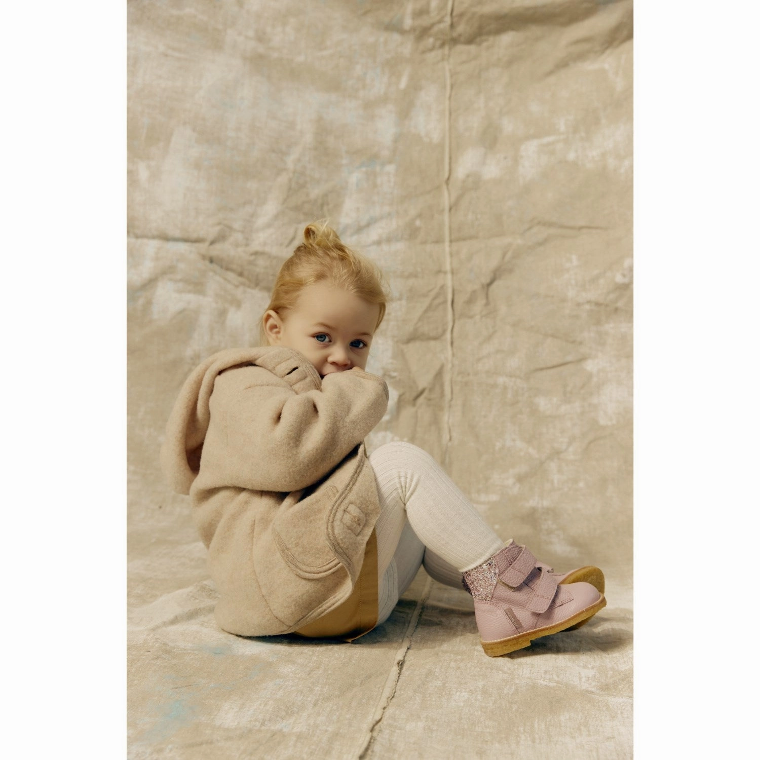 Angulus Mauve/Mauve Glitter Tex-Boot Med Glitter Og Velcro Closure Style Forward