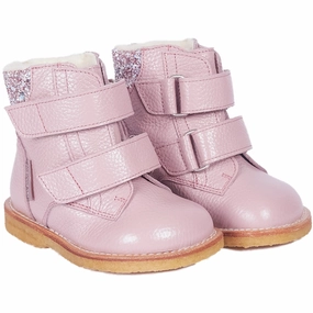 Smart Casual Core City-Functional Angulus Mauve/Mauve Glitter Tex-Boot Med Glitter Og Velcro Closure