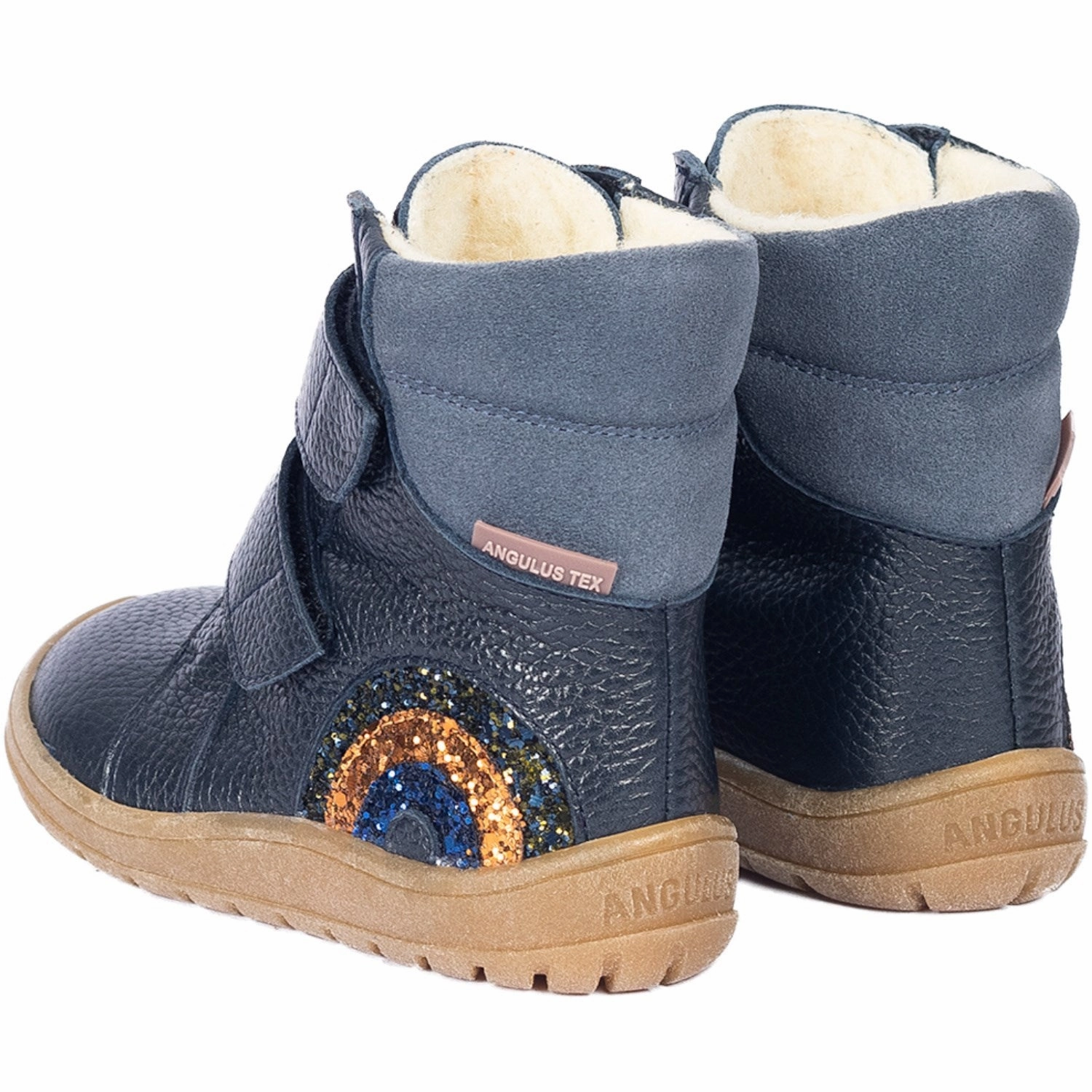 Angulus Navy/Blue Fog/Glitter Tex Boot With Sparkling Glitter Rainbow Next-Level Casual Style Forward